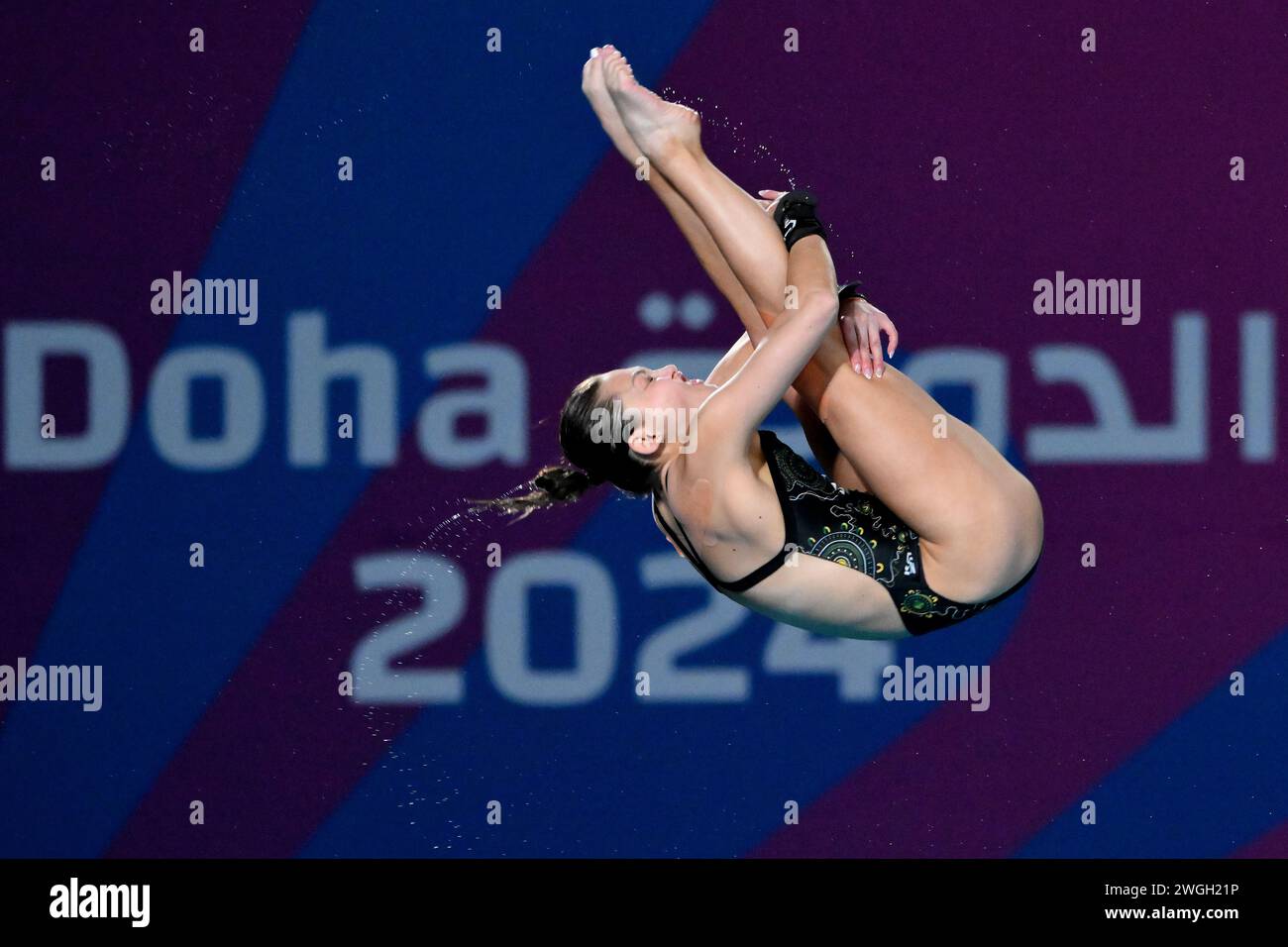 Doha, Qatar. 05th Feb, 2024. Melissa Wu, australienne, participe à la demi-finale féminine du 10m plate-forme lors des 21es Championnats du monde de natation au Hamad Aquatic Center à Doha (Qatar), le 05 février 2024. Crédit : Insidefoto di andrea staccioli/Alamy Live News Banque D'Images