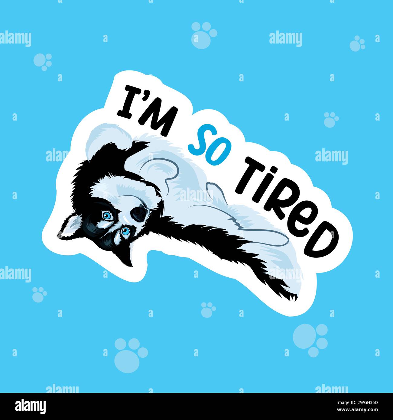 Sticker chien Husky sibérien mignon Illustration de Vecteur