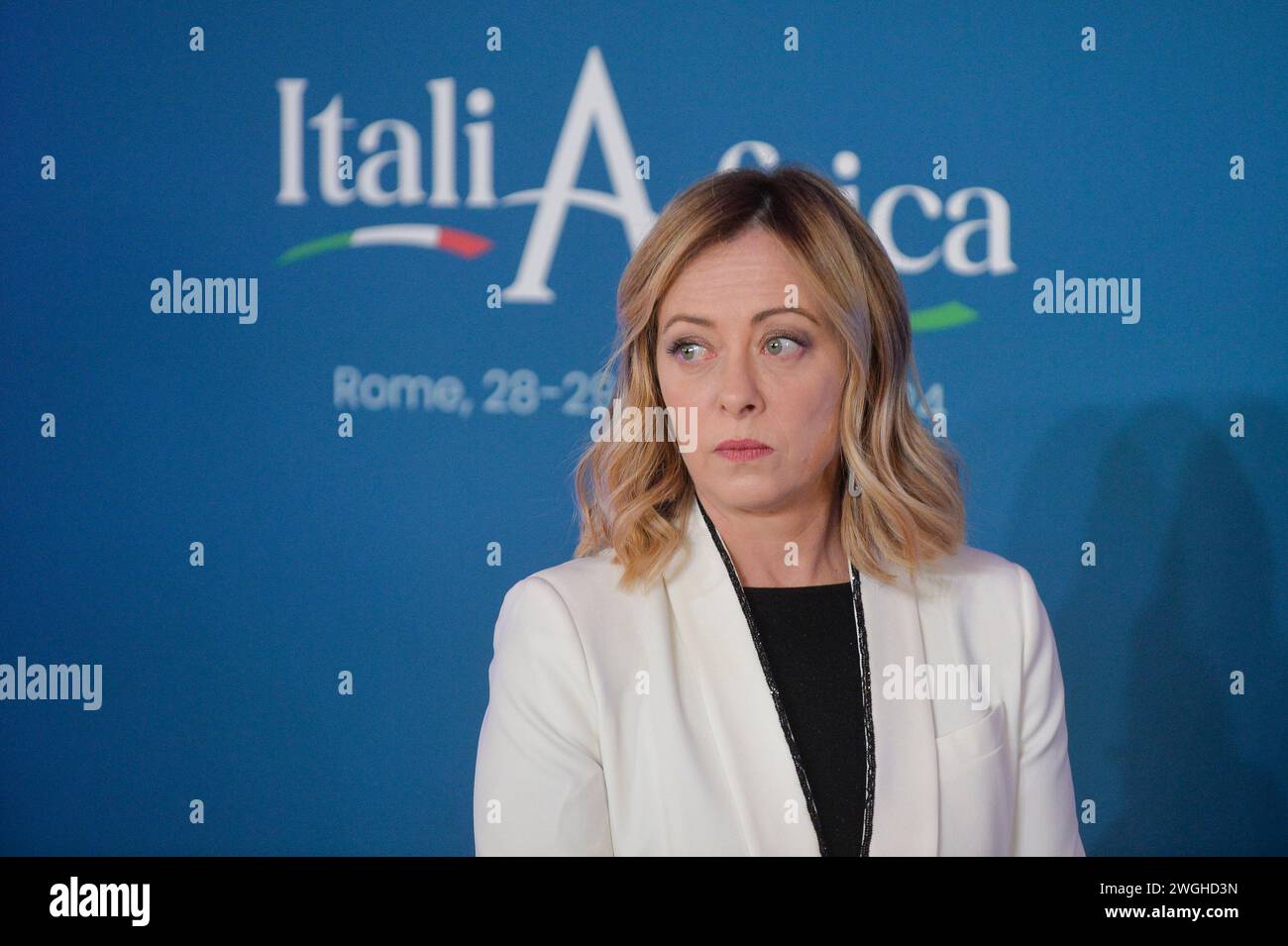 Italie, Rome, 29 janvier 2024 : Sommet Italie Afrique 'ItaliAfrica Un pont de croissance commune'. Sur la photo la première ministre italienne Giorgia Meloni photo © Stef Banque D'Images