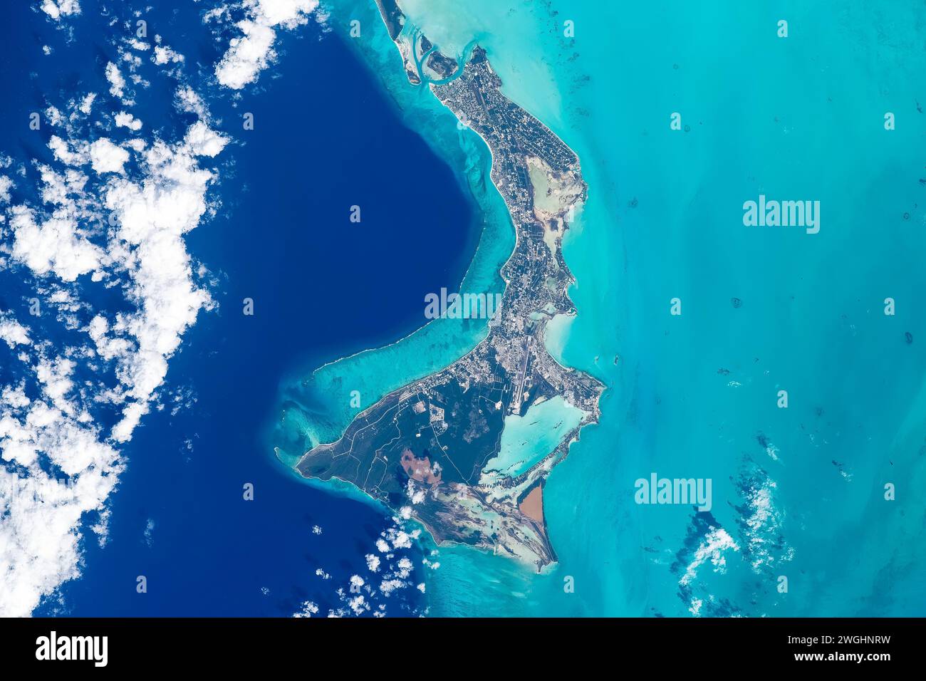 Île de Providenciales. Eau de mer turquoise dans les îles Turques et Caïques. Banque D'Images