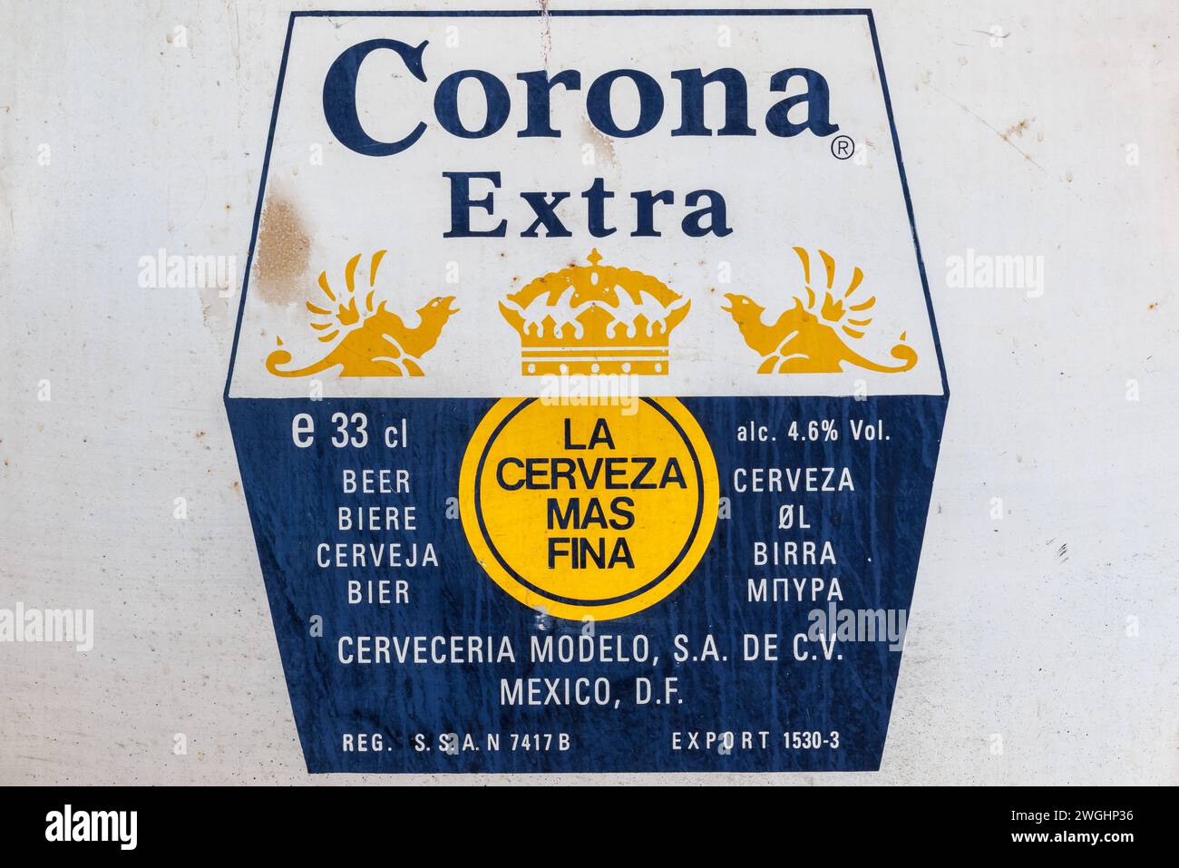 Drempt, pays-Bas - 19 janvier 2024 : panneau publicitaire en acier pour la bière Corona mexicaine à Drempt, pays-Bas Banque D'Images