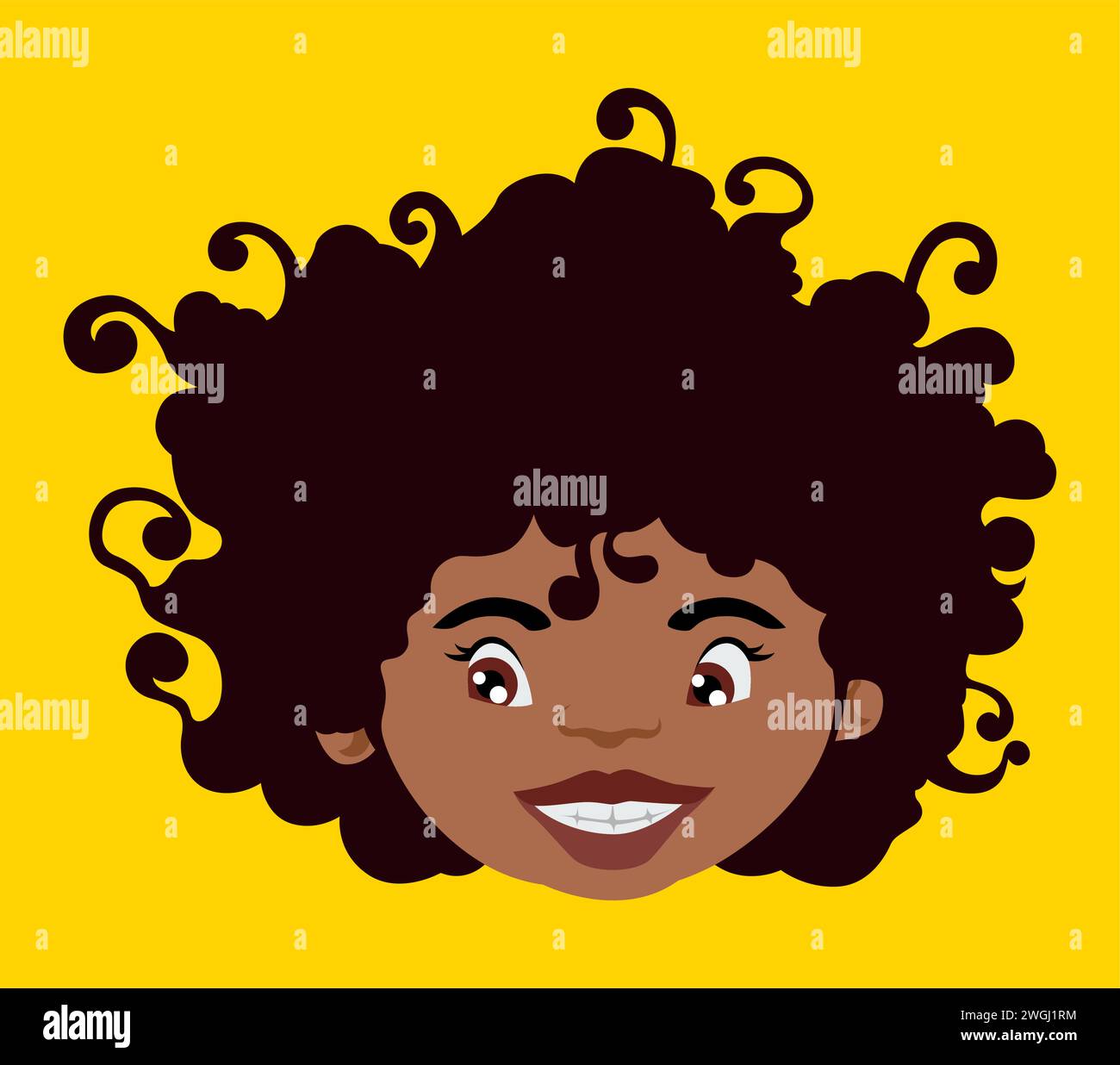 Illustration vectorielle plate simple d'une fille mignonne avec des cheveux afro Illustration de Vecteur