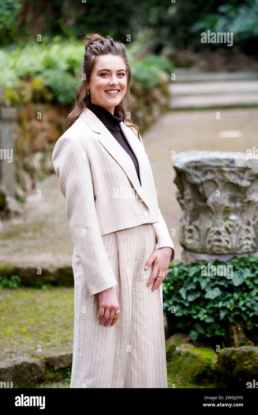 ROME, ITALIE - 05 FÉVRIER : Sofia Panizzi pose pour un appel photo pour 'Finalmente l'Alba' à l'Hôtel de Russie le 05 février 2024 à Rome, Italie. (Photo Banque D'Images