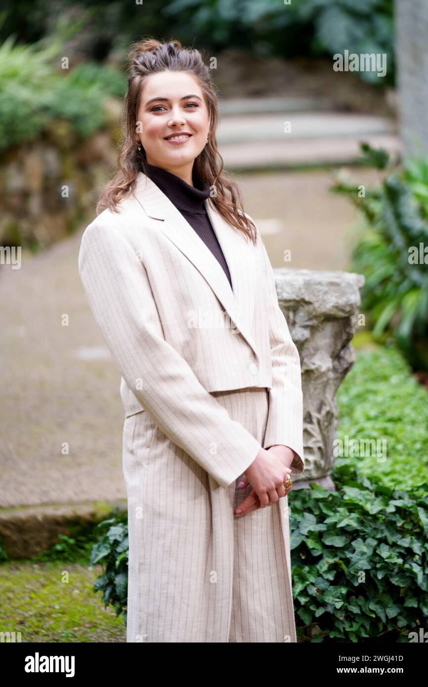 ROME, ITALIE - 05 FÉVRIER : Sofia Panizzi pose pour un appel photo pour 'Finalmente l'Alba' à l'Hôtel de Russie le 05 février 2024 à Rome, Italie. (Photo Banque D'Images