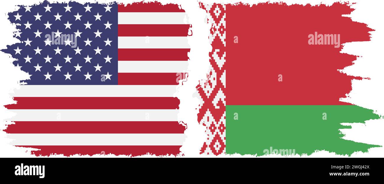 Connexion des drapeaux grunge biélorusse et USA, vecteur Illustration de Vecteur