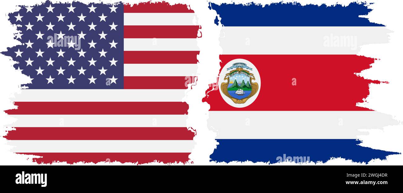 Costa Rica et USA grunge drapeaux connexion, vecteur Illustration de Vecteur