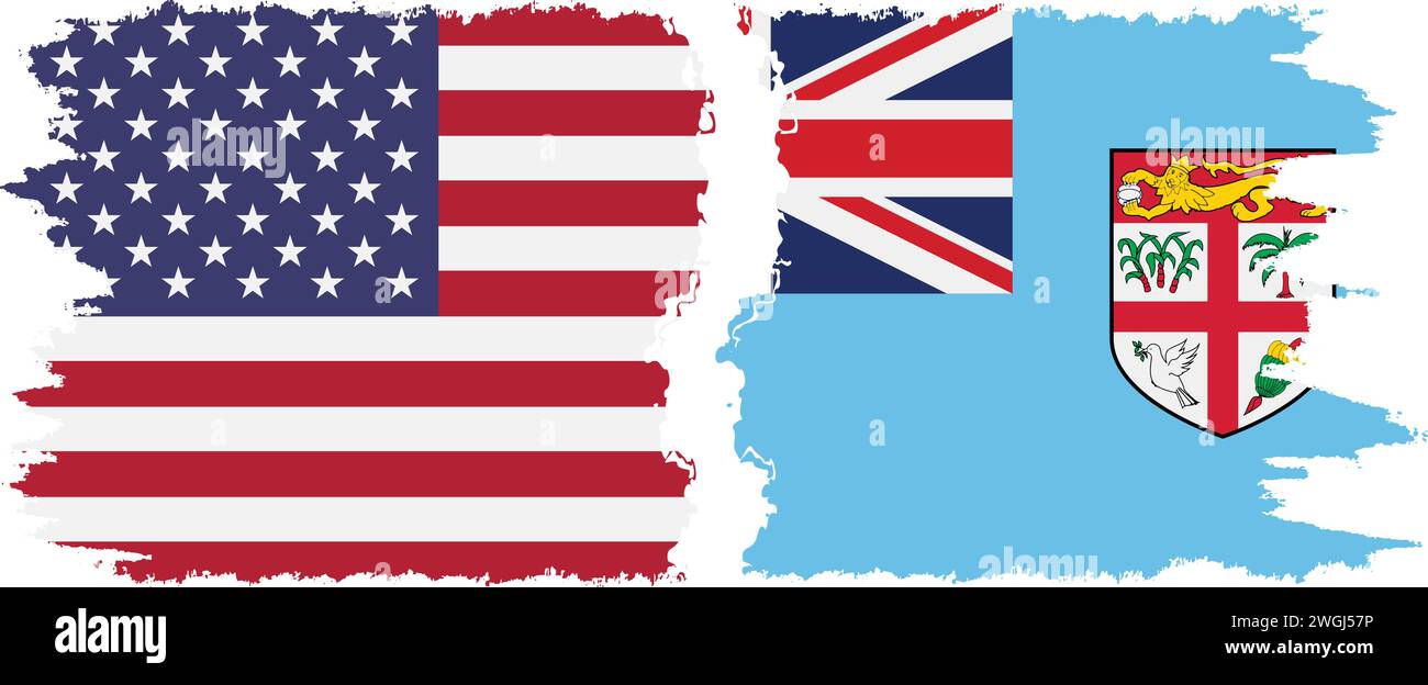 Fidji et USA grunge drapeaux connexion, vecteur Illustration de Vecteur