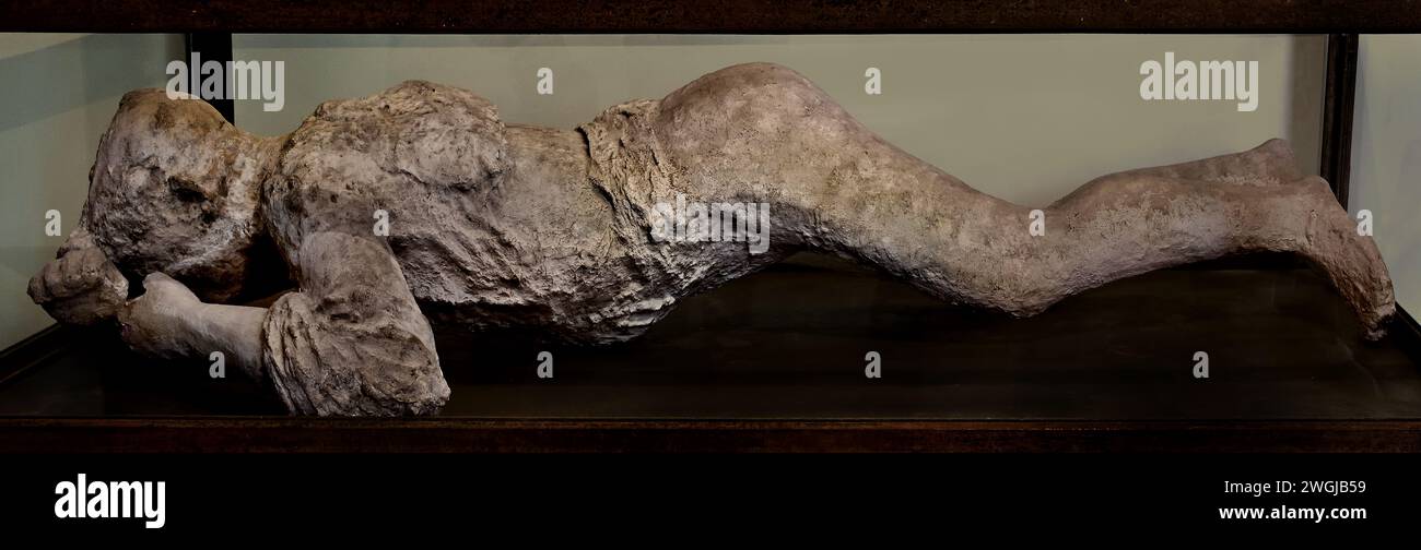 Plâtre coulé d'un homme, Pompéi Romain ruiné ville morts personnes victime humaine corps plâtre plâtre Vésuve Italie Italien Romain Banque D'Images