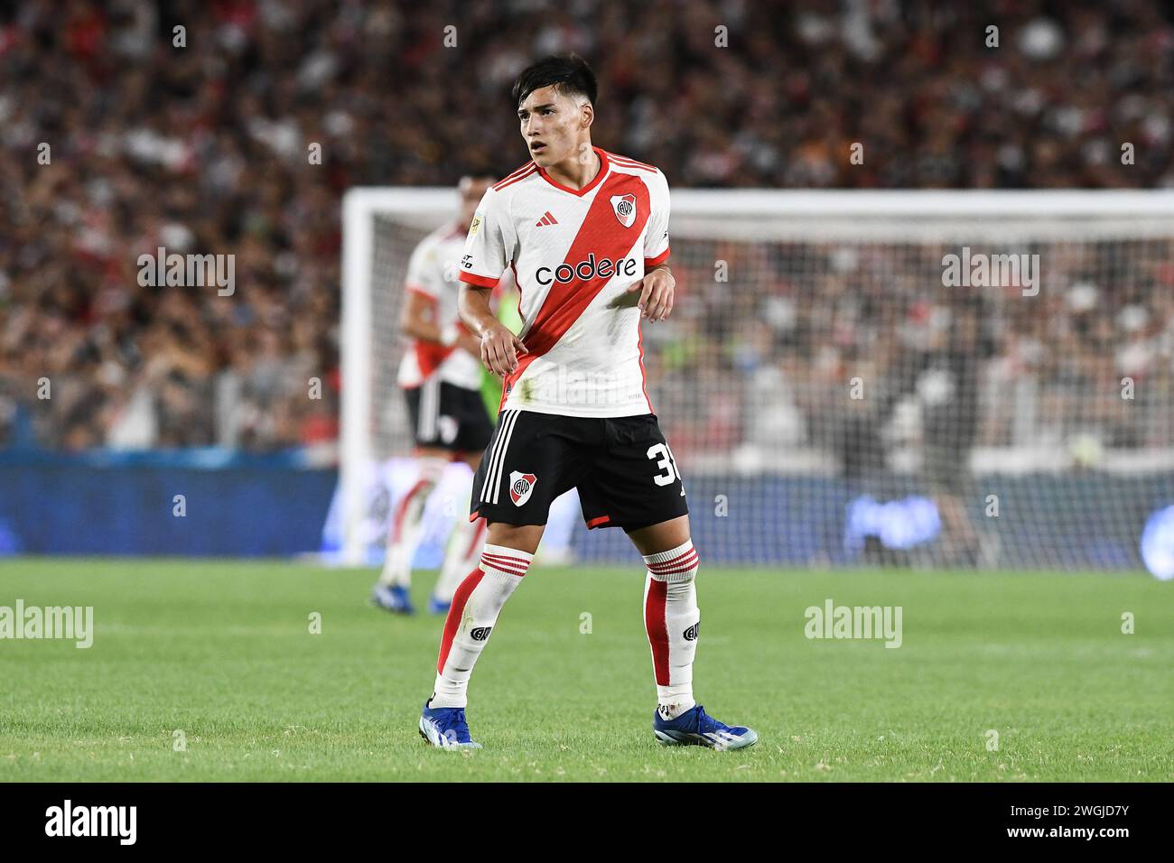 Ian Subiabre de River plate vu en action lors de la Copa de la Liga 2024 Groupe A match entre River plate et Velez Sarfield à l'Estadio Mas Monumental Antonio Vespucio Liberti. (Photo de Manuel Cortina / SOPA images/SIPA USA) Banque D'Images