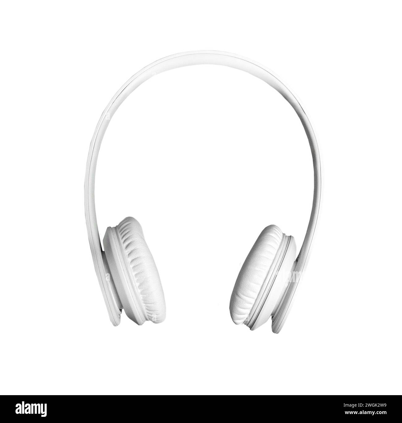 Casque blanc isolé , ressource graphique des écouteurs. Banque D'Images