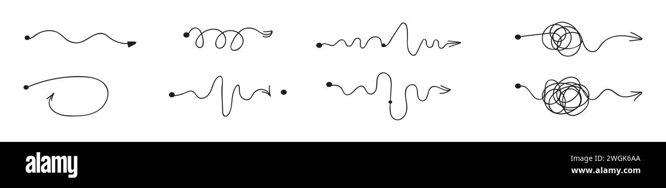 Étapes d'un problème complexe à une solution d'entreprise simple. Définir le vecteur dans la ligne Des lignes chaotiques Illustration de Vecteur