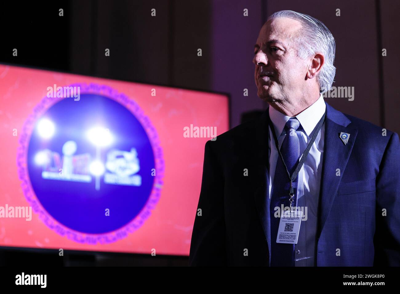 Las Vegas, Nevada, États-Unis. Las Vegas, Nevada, États-Unis. 05th Feb, 2024. Le gouverneur Joe Lombardo, gouverneur du Nevada, assiste à la conférence de presse de bienvenue du Super Bowl LVIII au Mandalay Bay Convention Center à Las Vegas, Nevada. Christopher Trim/CSM/Alamy Live News Credit : Cal Sport Media/Alamy Live News Banque D'Images