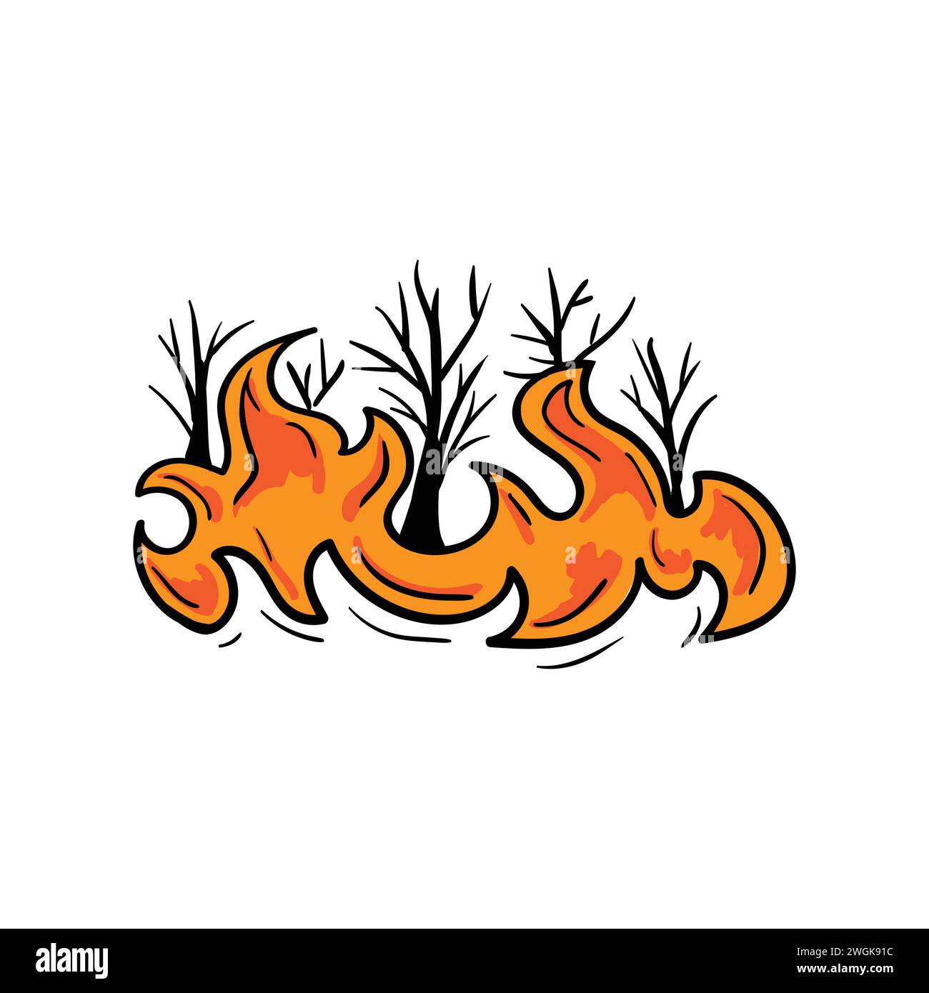 Les arbres sont en feu. Le problème des feux de forêt et de l'écologie Illustration de Vecteur