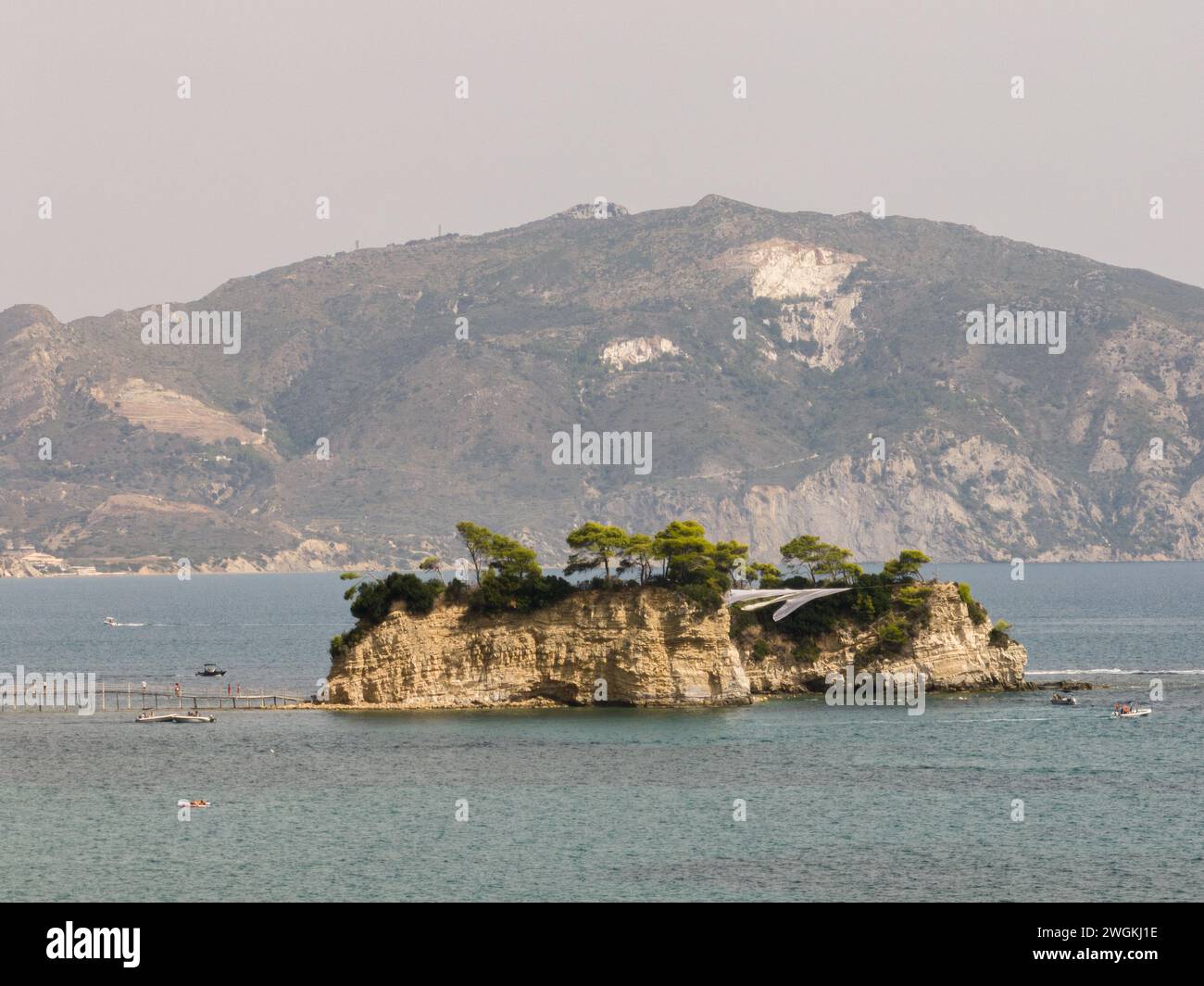 Cameo Wedding Island à Zakynthos, Grèce. Île grecque avec pont en bois. Île de Cameo en Grèce. Banque D'Images