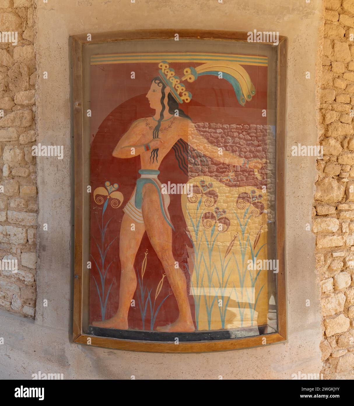 Une photo du Prince des Lys Fresco au palais de Knossos. Banque D'Images