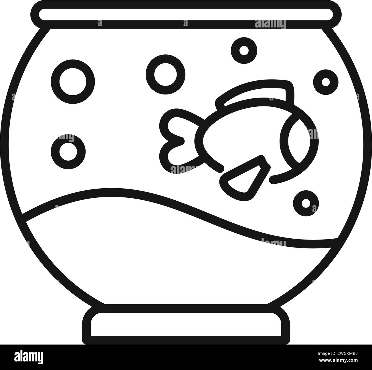 Vecteur de contour d'icône d'animal de compagnie de poisson d'aquarium. Service d'alimentation. Docteur animal Illustration de Vecteur