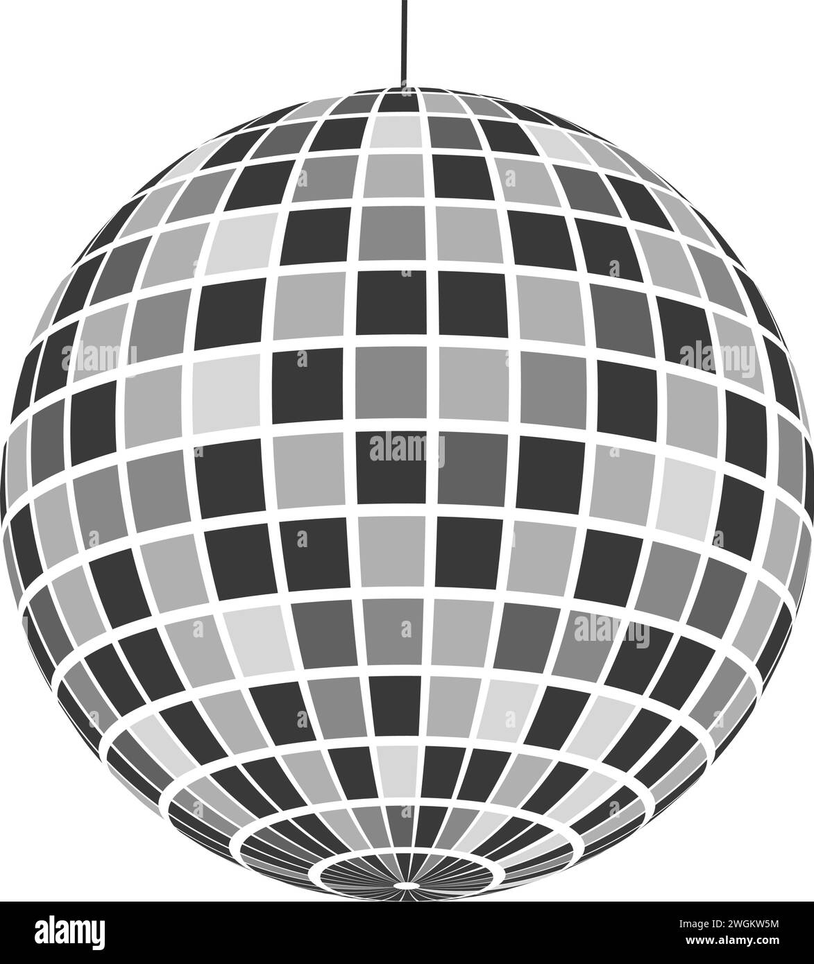 Icône discoball miroir. Sphère de boîte de nuit brillante. Danse musique fête disco ball. Mirrorball dans les années 70 années 80 années 90 style discothèque rétro. Symbole de la vie nocturne Illustration de Vecteur