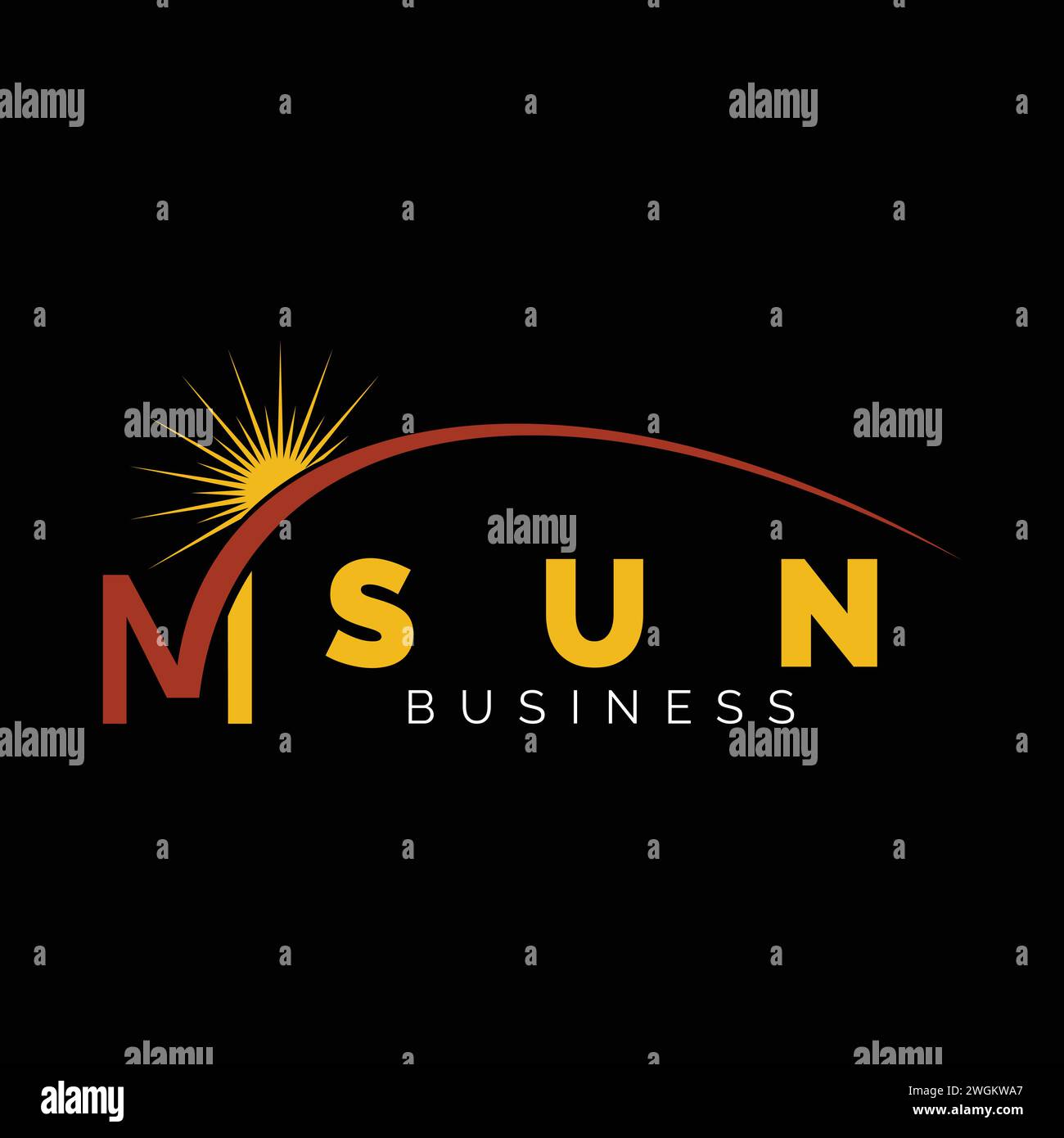 Lettre initiale M Swoosh Sun icône modèle de conception de logo Illustration de Vecteur