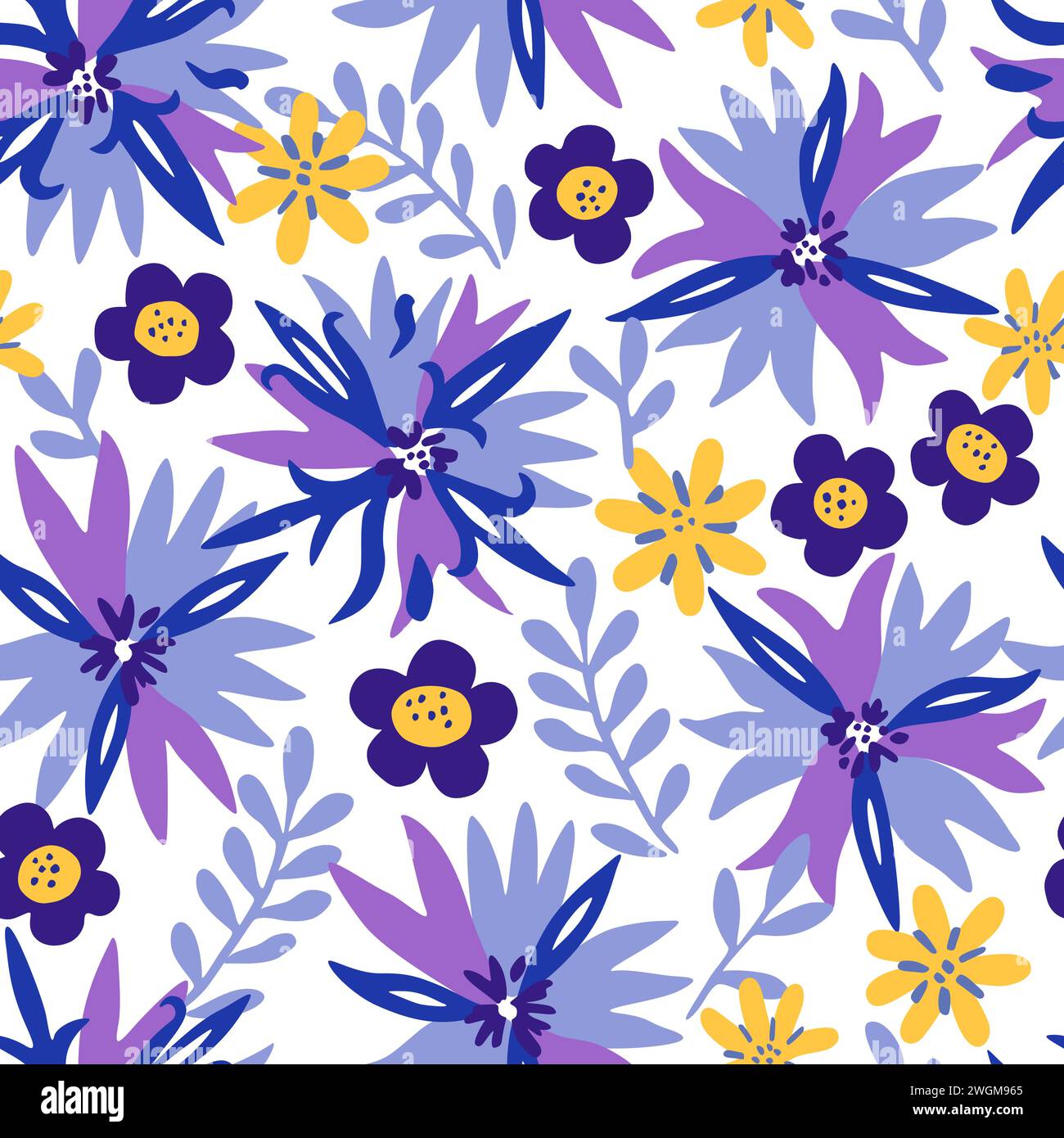 Motif sans couture avec des éléments floraux doodle. Illustration vectorielle. Illustration de Vecteur