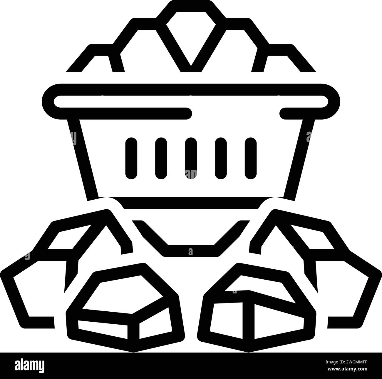 Icône pour le charbon ; combustion du charbon Illustration de Vecteur