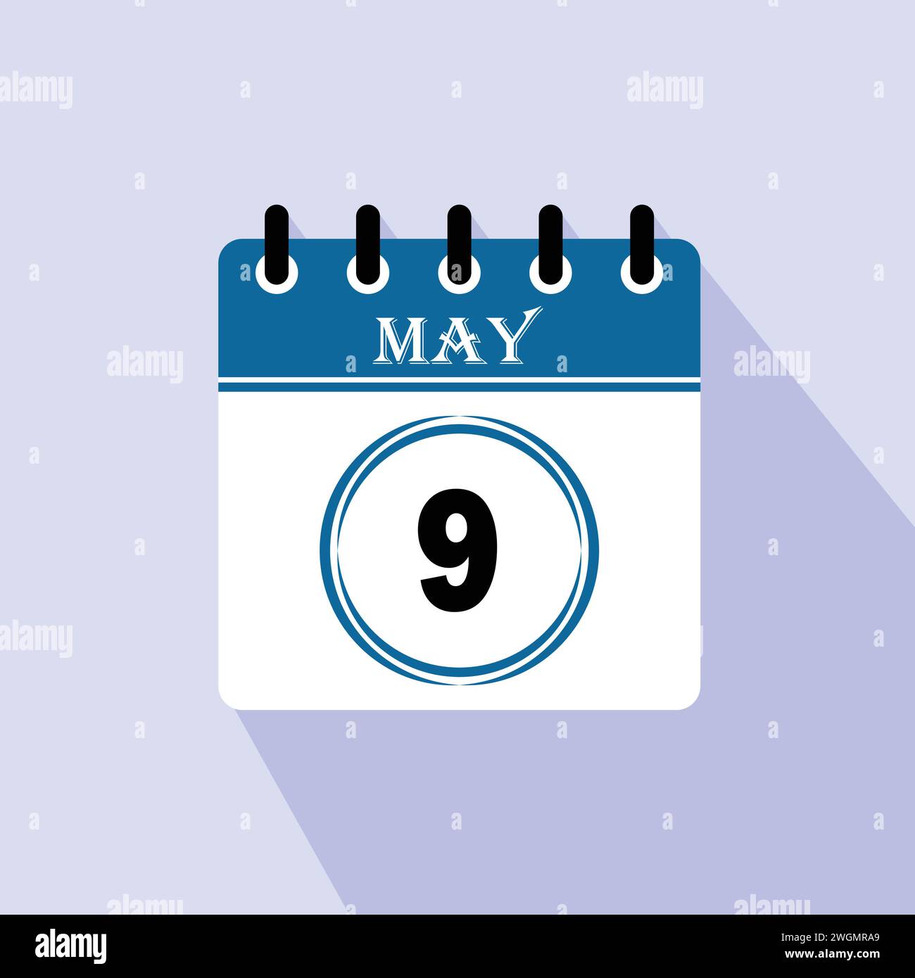 Icône jour calendrier - 9 mai. 9èmes jours du mois, illustration vectorielle. Illustration de Vecteur