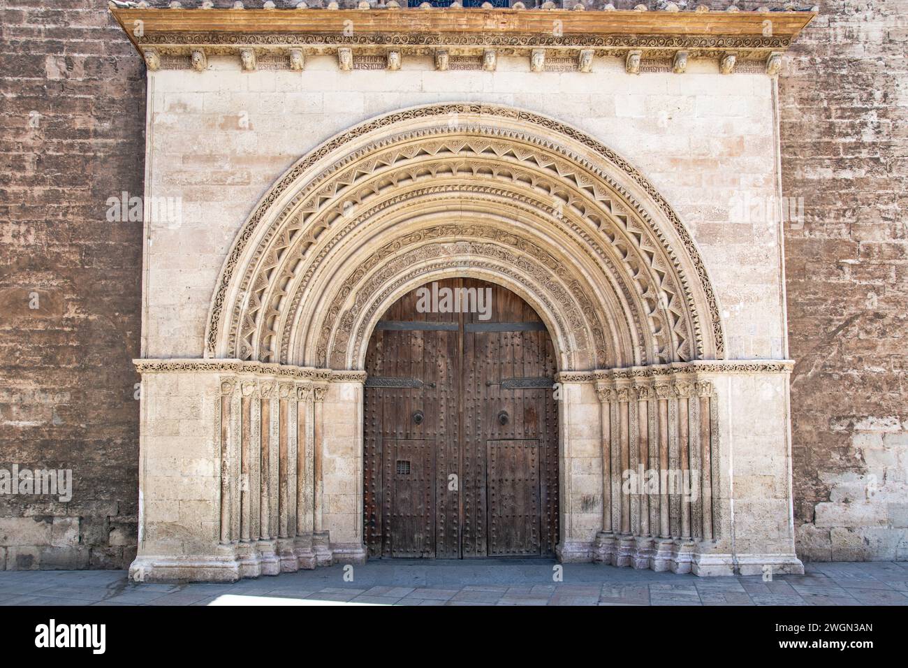 Cathédrale de Valence, cathédrale Sainte-Marie, est une église catholique romaine à Valence, Espagne - détail de l'entrée extérieure Banque D'Images