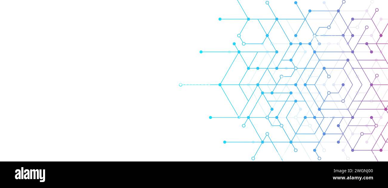 Soins de santé modernes ou conception de fond médical. Concept d'innovation en soins de santé. Bannière Web d'en-tête horizontale. Fond géométrique abstrait avec Illustration de Vecteur