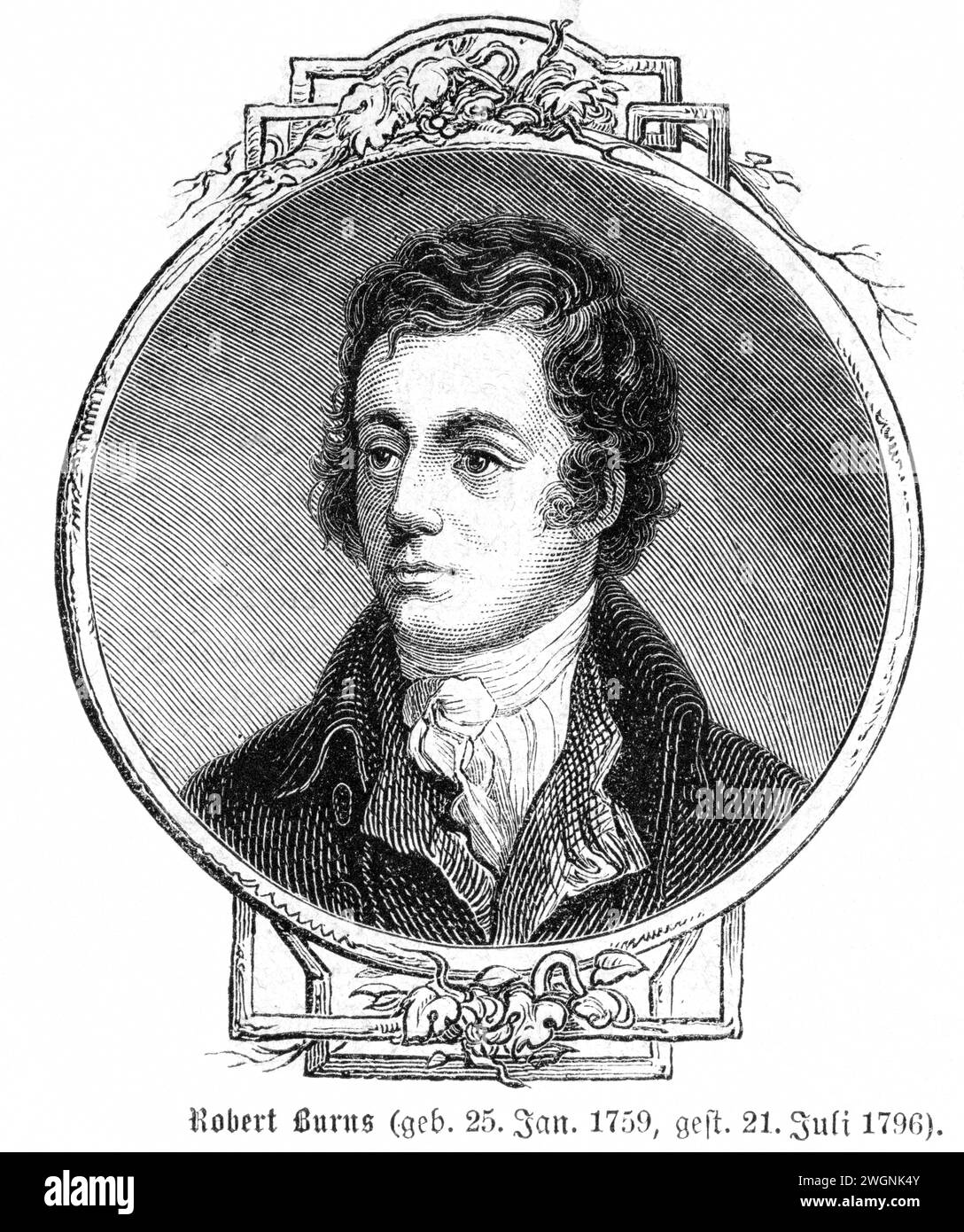 Europa, Großbritannien, Schottland, Robert Burns, schottischer Dichter, illustration aus : ' Illustrirtes Konversations-Lexikon ' . Vergleichendes Nachschlagebuch für den täglichen Gebrauch . Hausschatz für das deutsche Volk und ' Orbis pictus ' für die studirende Jugend . Zweiter Band , ' B ' , Verlag : Verlagsbuchhandlung von Otto Spamer , Leipzig und Berlin , 1872 . / Europe, Grande-Bretagne, Scottland, Robert Burns, poète écossais, illustration tirée de : ' Illustrirtes Konversations-Lexikon ' , volume 2 , ' B ' , maison d'édition : Verlagsbuchhandlung Otto Spamer, Leipzig et Berlin, 1872 . Banque D'Images