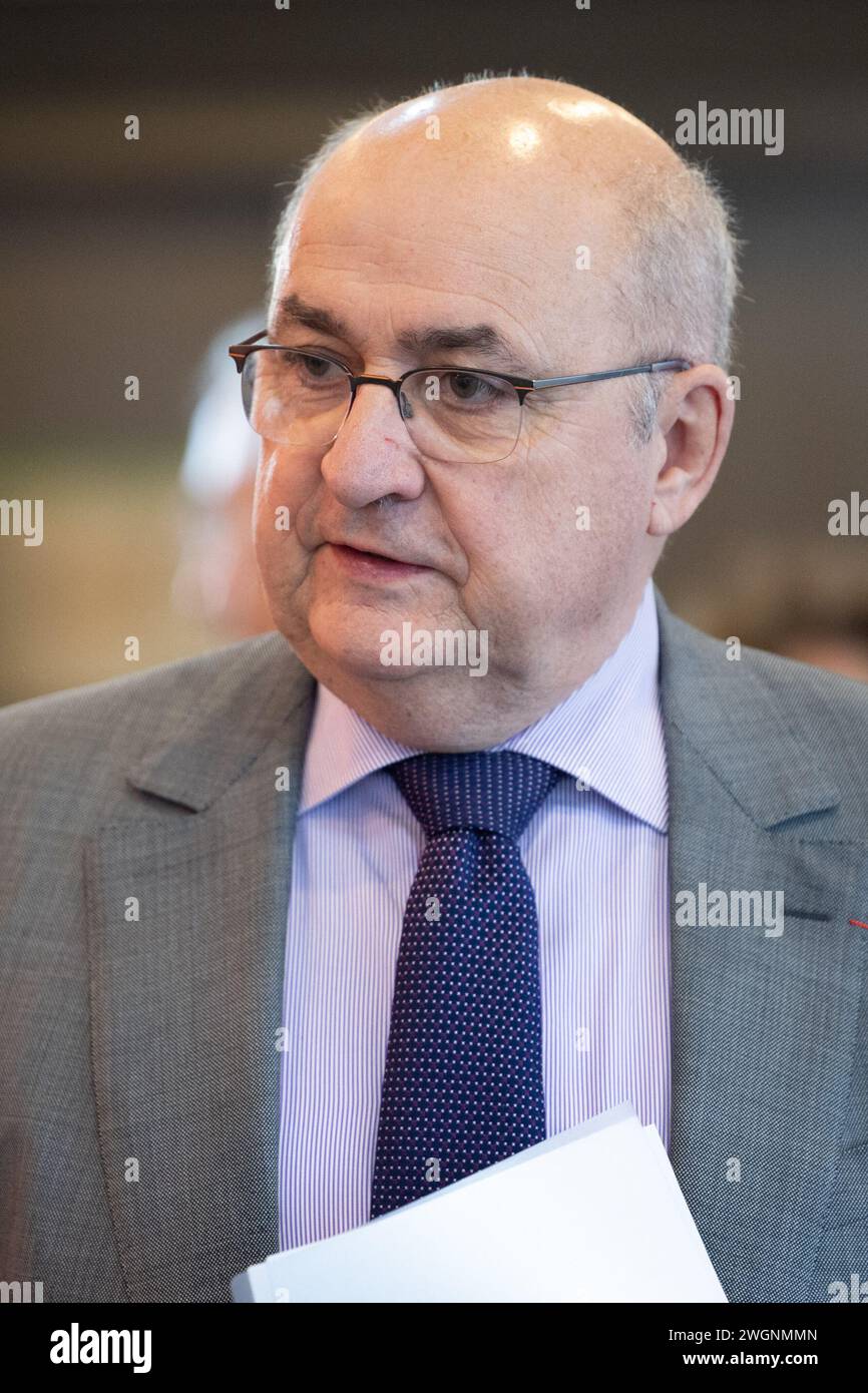 Salon international de l'Agriculture de Paris le Président Jean-Luc Poulain lors d'une conférence de presse pour la présentation de la 60ème édition du salon international de l'Agriculture 2024 à Paris, France, le 6 février 2024. Photo Raphael Lafargue/ABACAPRESS.COM Banque D'Images