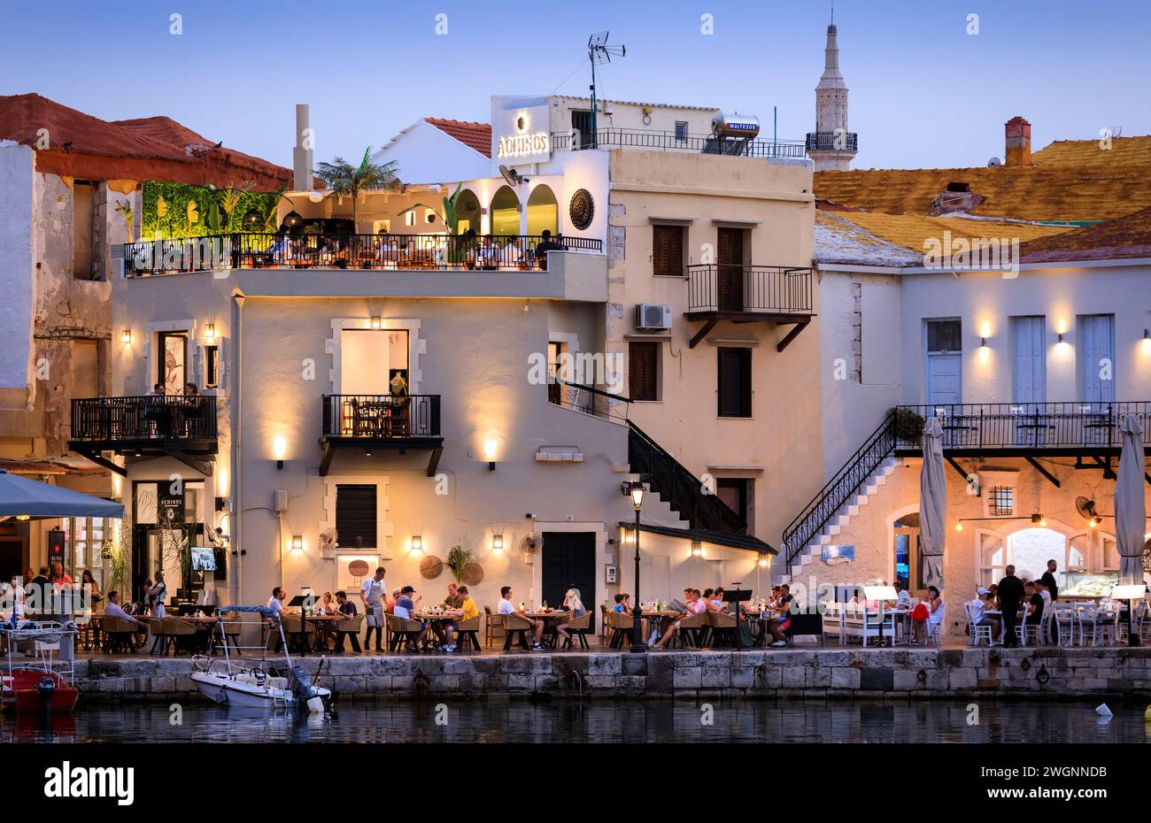 Rethymnon Harbour, Crète Banque D'Images