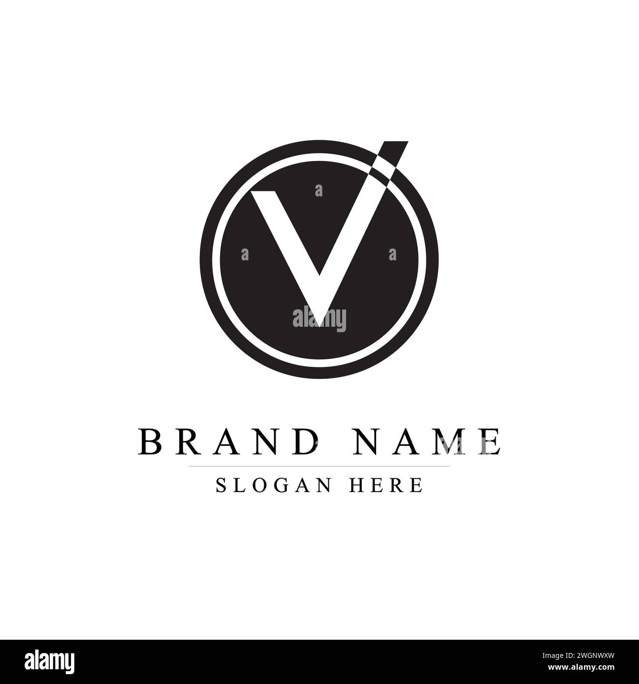 Lettre V logo Design à l'intérieur d'un cercle noir Illustration de Vecteur