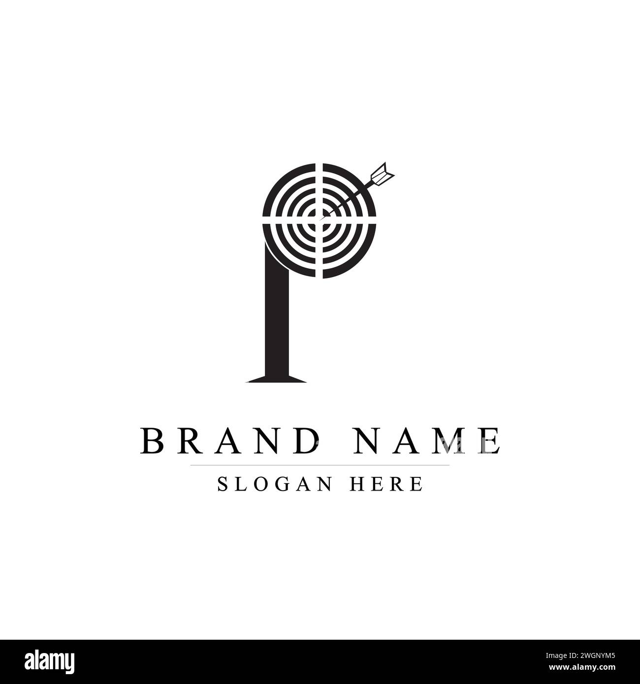 Illustration vectorielle de conception de logo P, précision P : un concept de logo ciblé Illustration de Vecteur