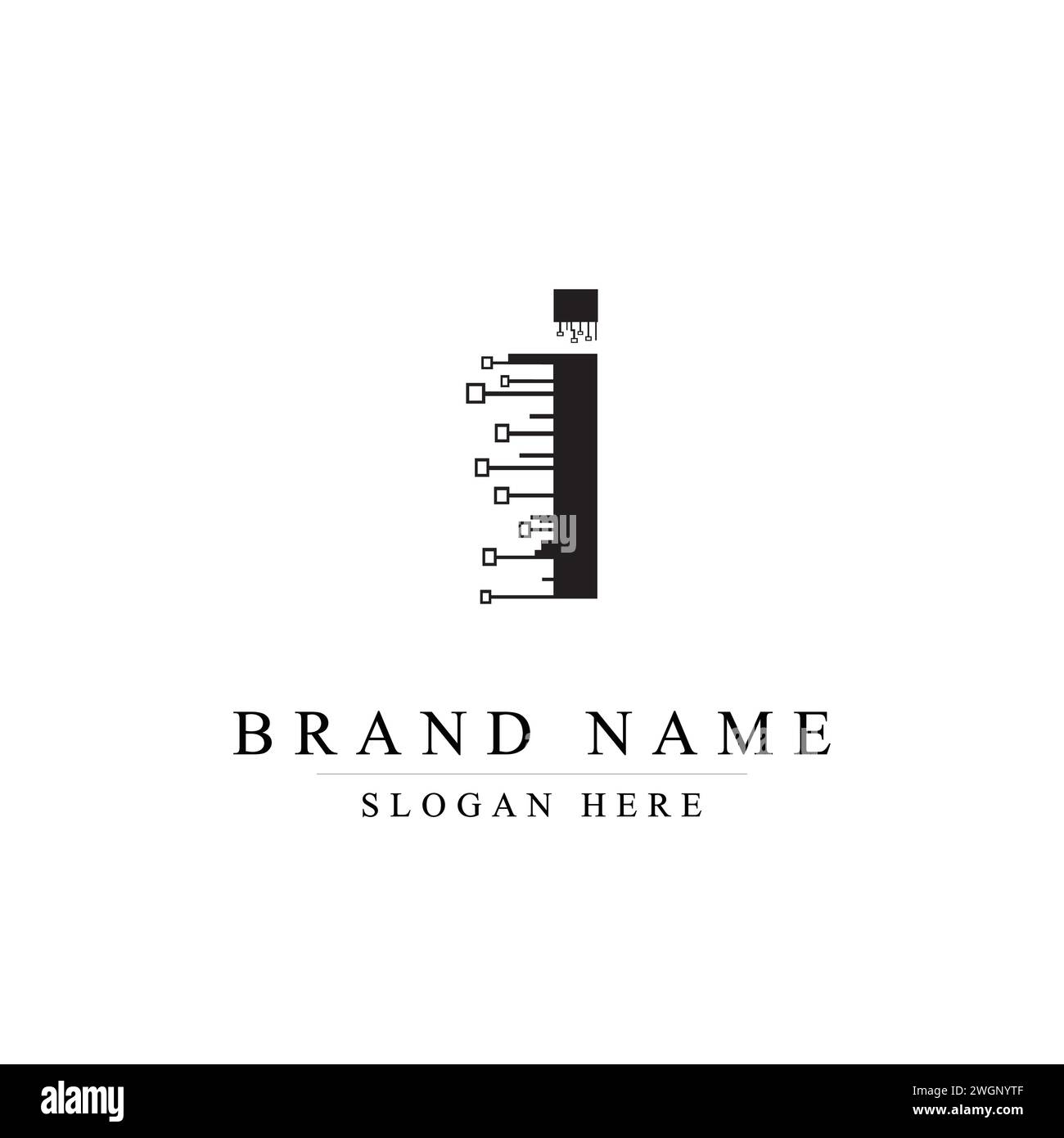 Lettre I logotype monoline technologie, numérique, électronique, puce, concept de connexion. Technologie moderne lettre I logo pour les entreprises. Logotype Illustration de Vecteur