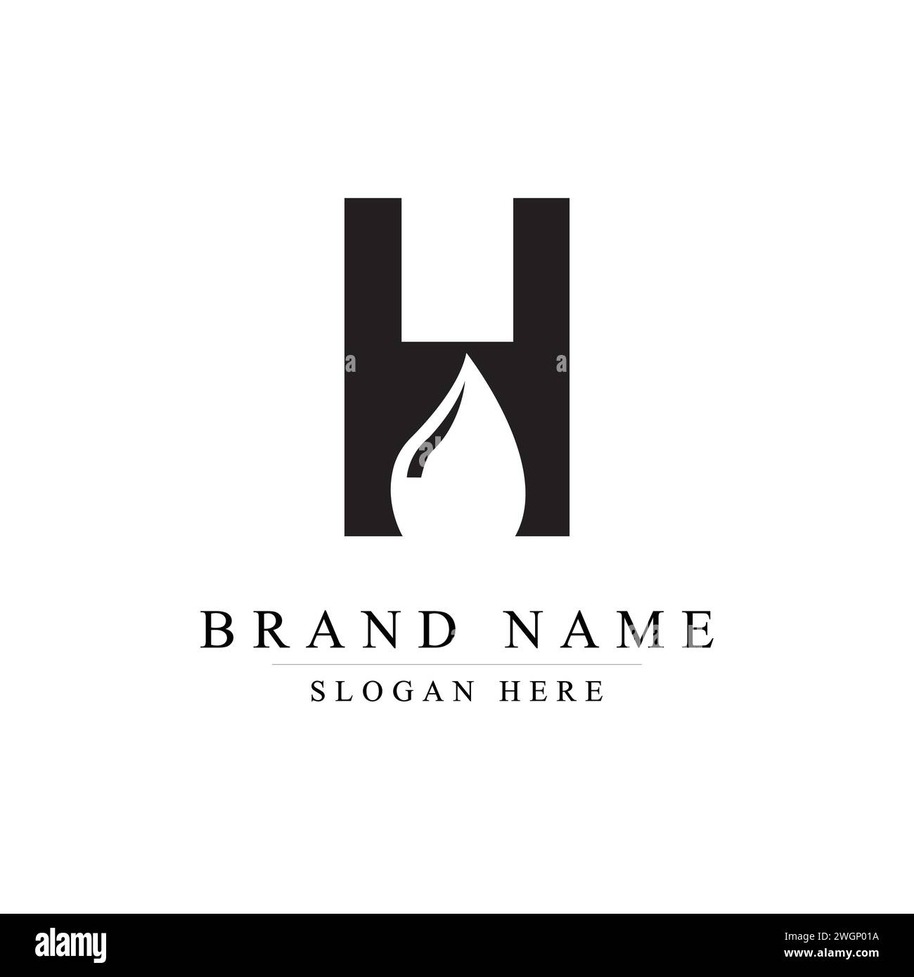 Lettre initiale H avec élément de concept de vecteur de logo de flamme, lettre H logo avec feu brûlé pour l'entreprise et les affaires Illustration de Vecteur