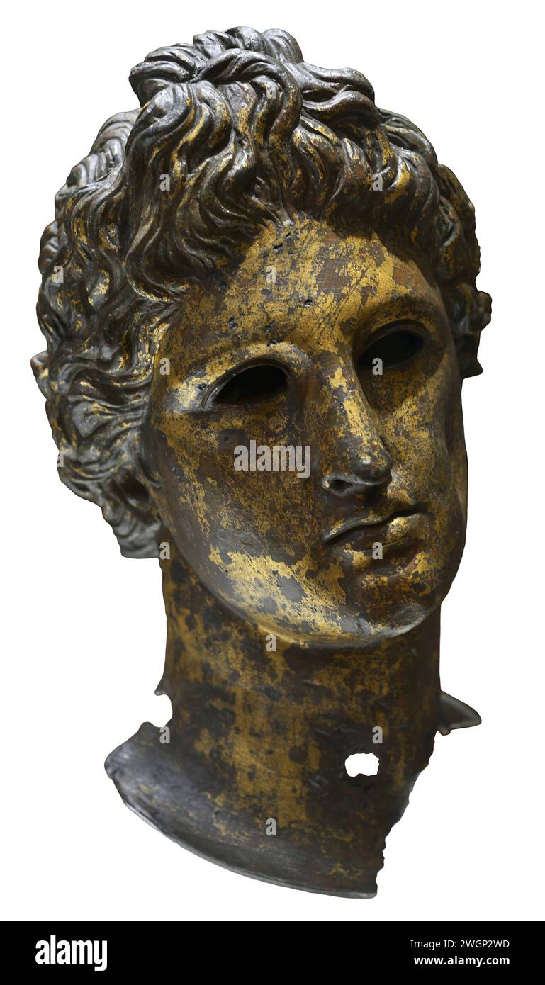 Dirigez-vous d'une statue d'Apollon. Bronze. IIe-IIIe siècles après JC. De Serdica (Sofia), Bulgarie. Musée archéologique national. Sofia. Bulgarie. Banque D'Images