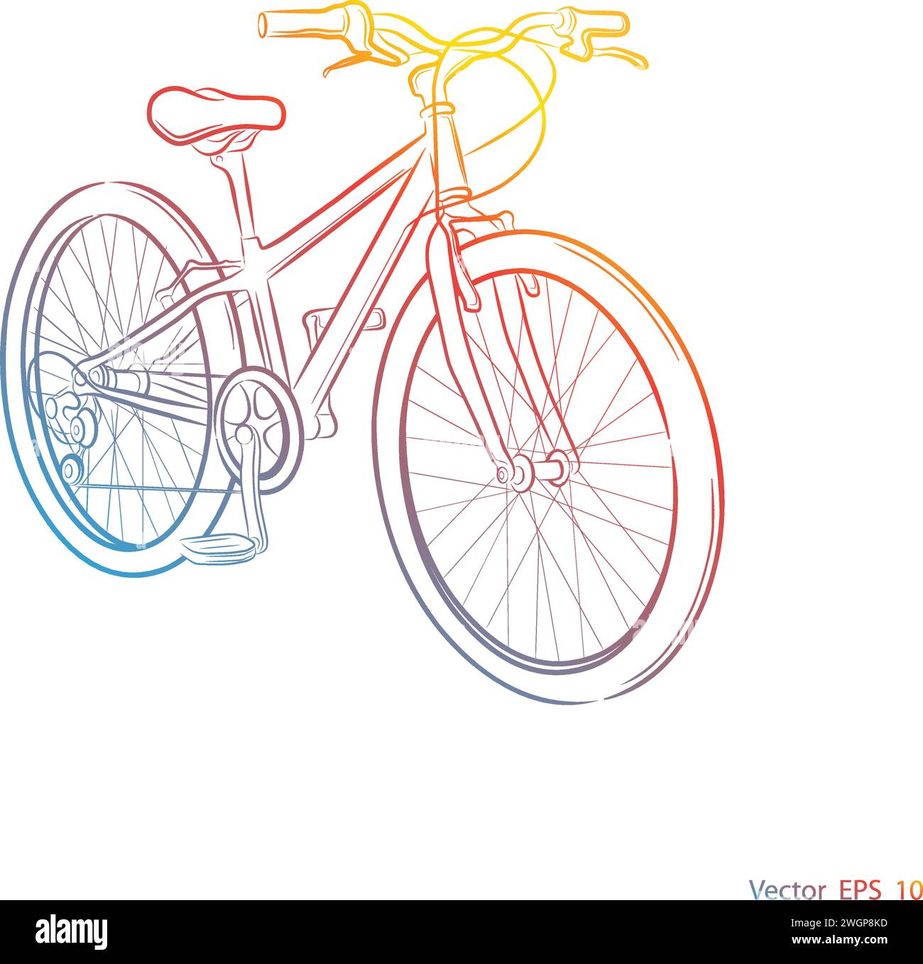 Coloré Sports Bike.Bicycle sur un fond blanc, vecteur. Illustration de Vecteur