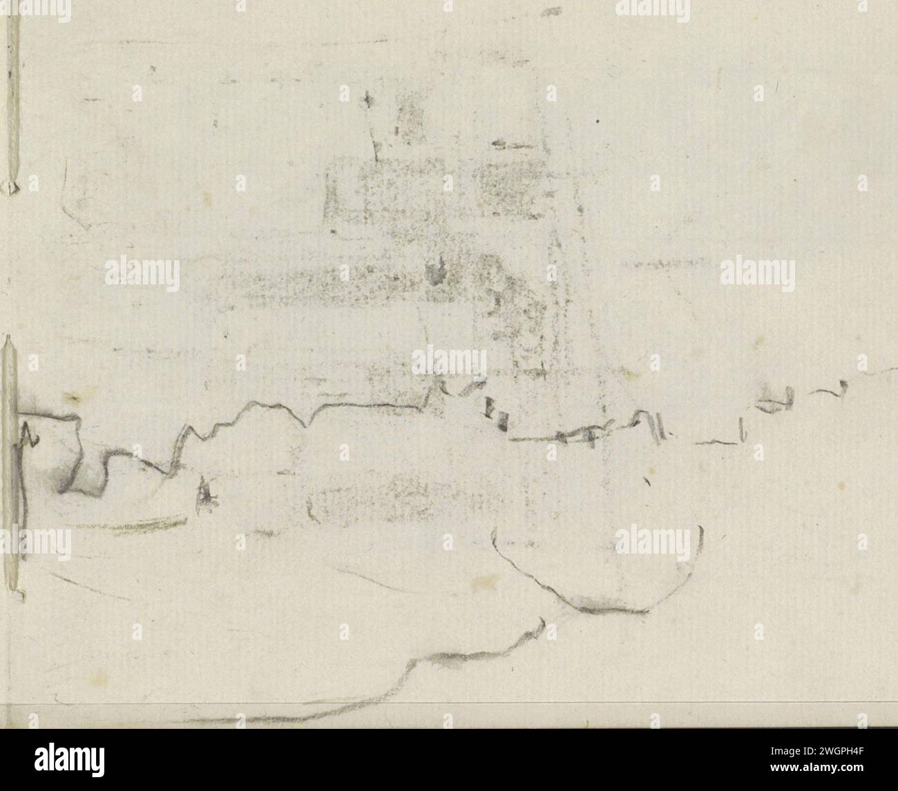 Silhouette de la ville, peut-être Amsterdam, c. 1915 - c. 1920 page 6 recto d'un carnet de croquis avec 23 feuilles. Amsterdam (éventuellement) papier. Craie vue sur la ville et paysage avec constructions artificielles Amsterdam Banque D'Images Silhouette de la ville, peut-être Amsterdam, c. 1915 - c. 1920 page 6 recto d'un carnet de croquis avec 23 feuilles. Amsterdam (éventuellement) papier. Craie vue sur la ville et paysage avec constructions artificielles Amsterdam Banque D'Images