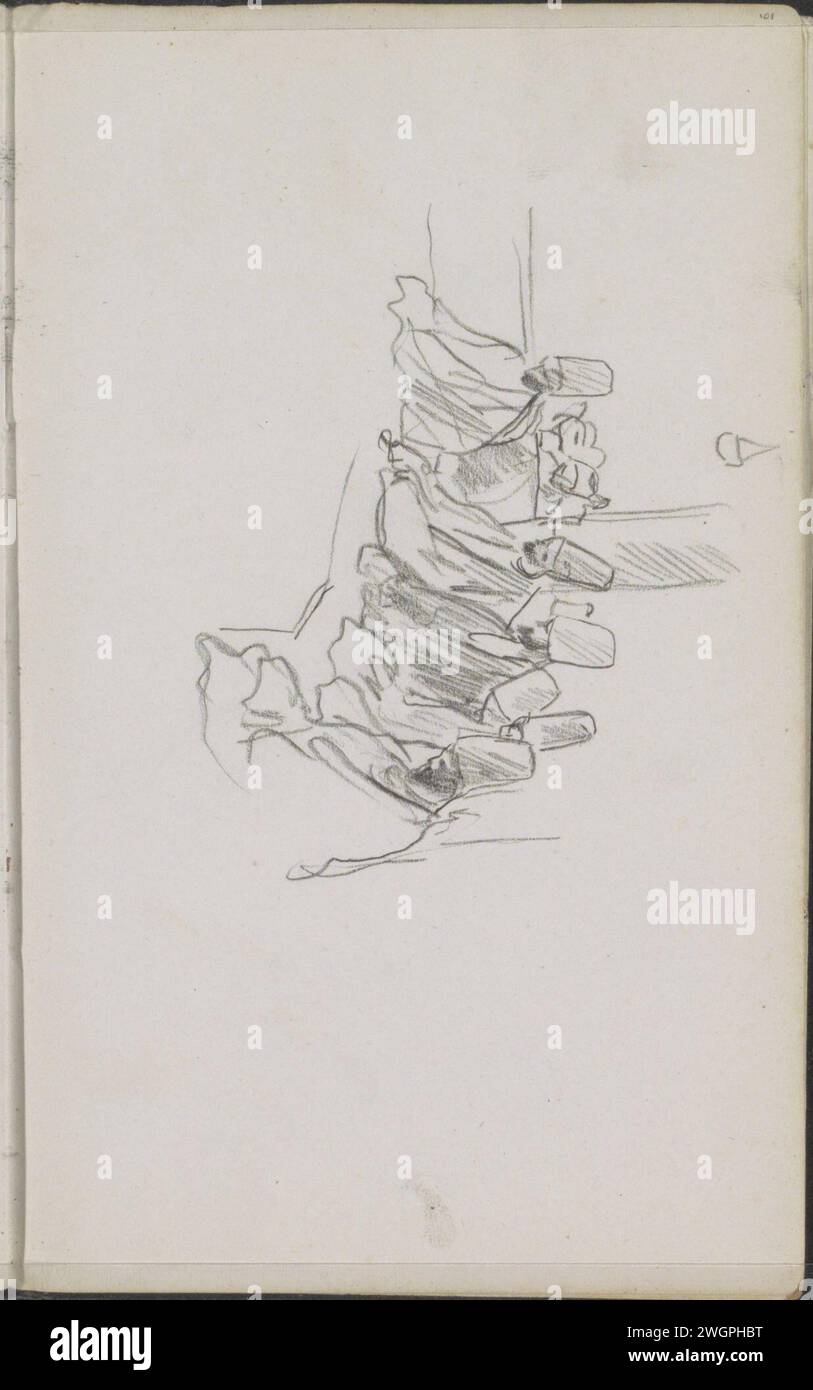 Clergé islamique, 1896 les chiffres sont sur un tapis dans un intérieur. Peut-être dans la prière ou ils se préparent à la prière. Page 101 d'un carnet de croquis avec 53 feuilles. Turquie (possible) papier. Chalk races et peuples asiatiques. figure assise. Prière ~ Islam, Mohammedanism Banque D'Images