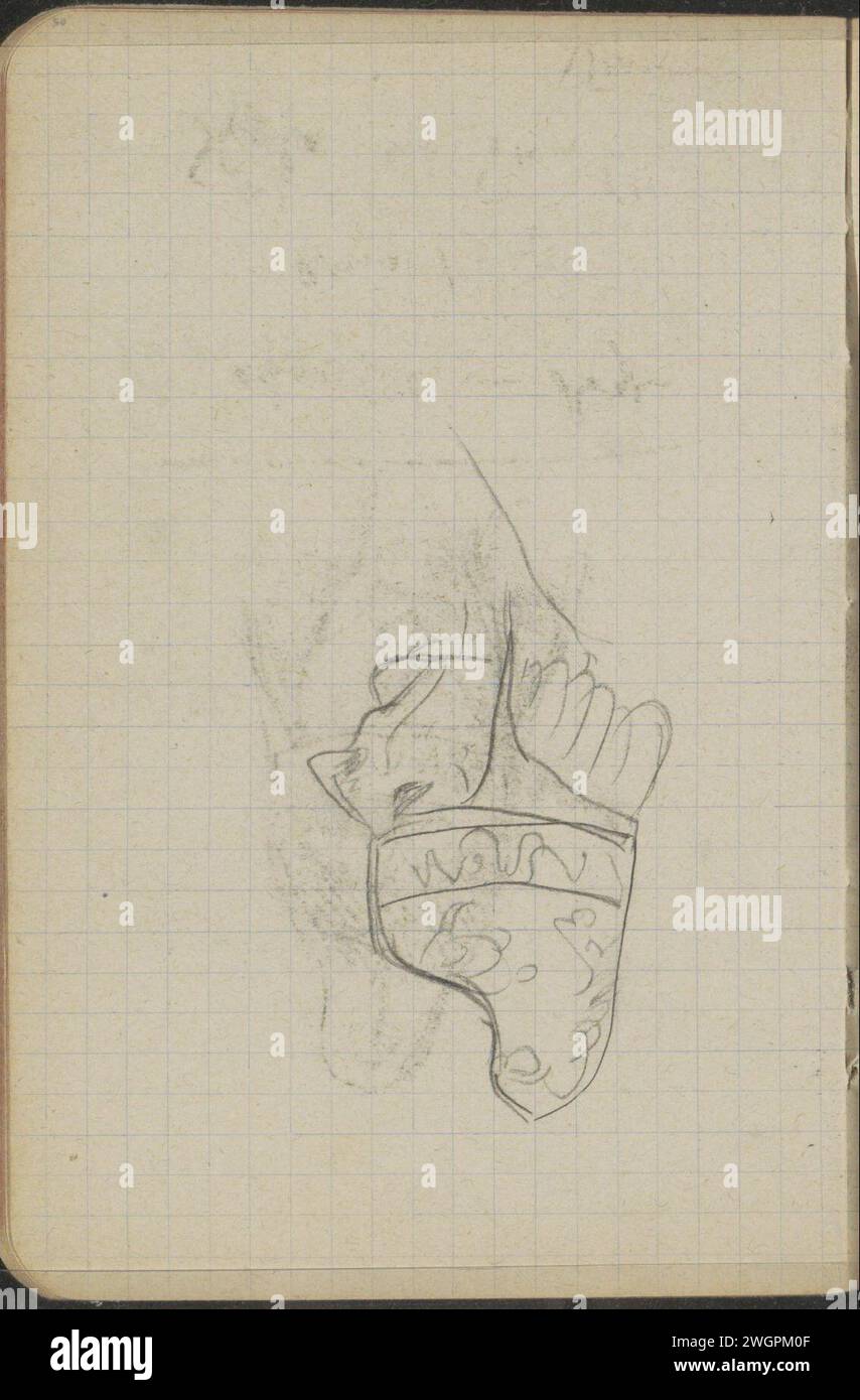 Vue de côté du masque mortuaire du doge Alvise Giovanni Mocenigo, 1895 page 50 d'un carnet de croquis avec 28 feuilles. Masque mortuaire à la craie de Venise. autre souverain : doge Banque D'Images
