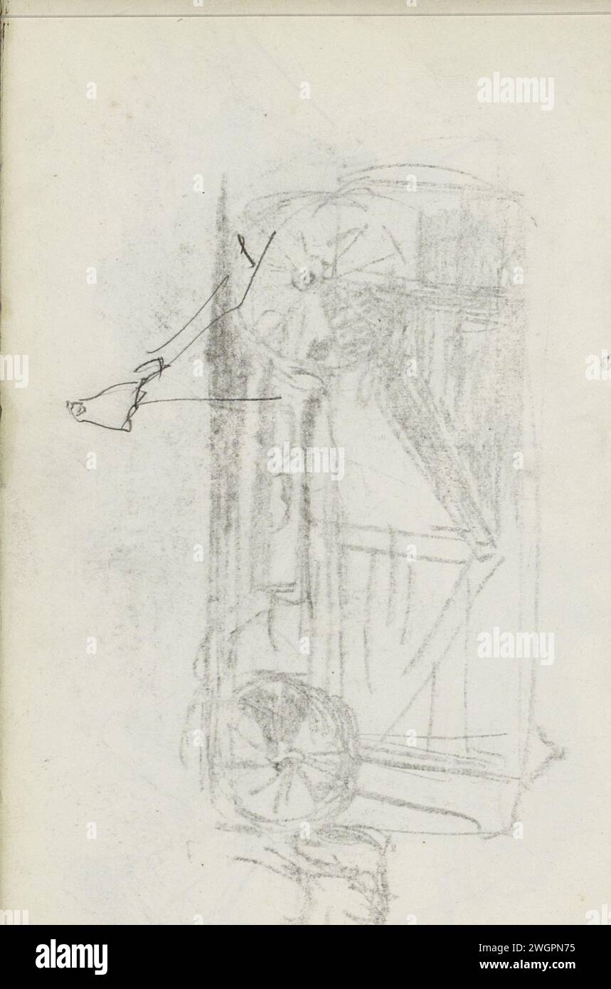 Etude, 1875 - 1934 et un abklatsch d'un dessin à la craie avec une voiture qui n'est plus présente dans le carnet de croquis. Feuille 3 verso du carnet de croquis XXXVI avec 26 feuilles, papier londonien (éventuellement). craie Banque D'Images
