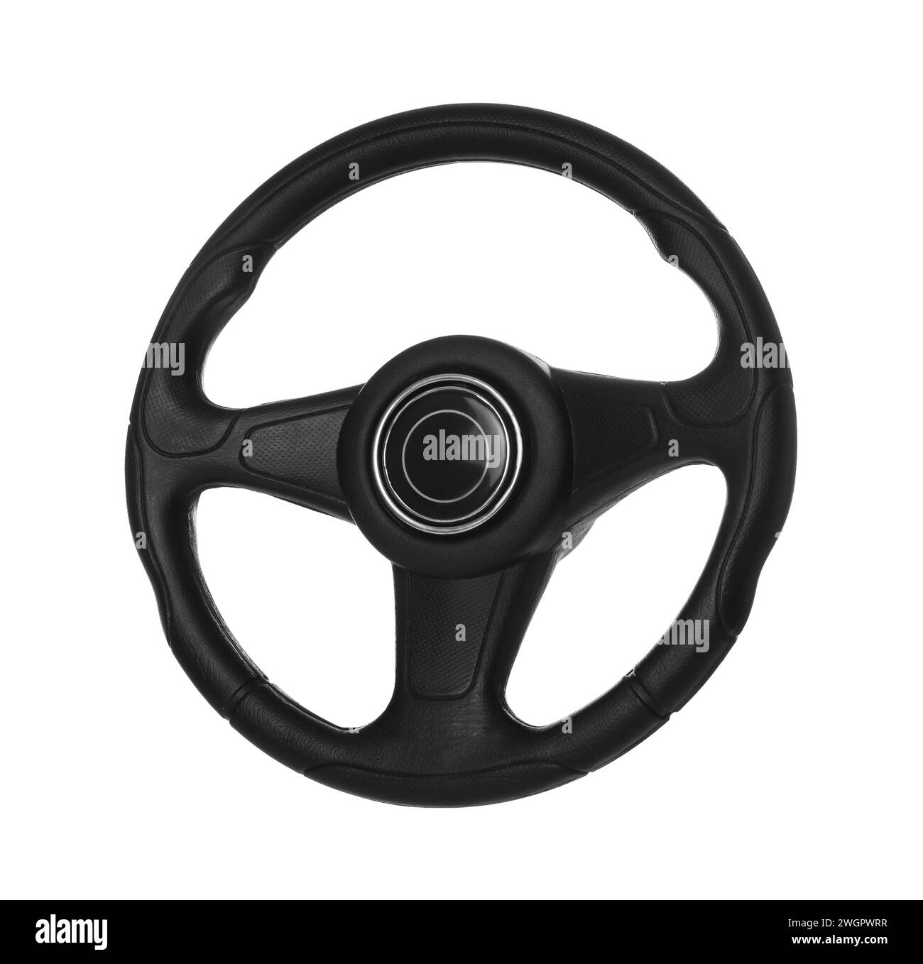 Nouveau volant noir isolé sur blanc Banque D'Images