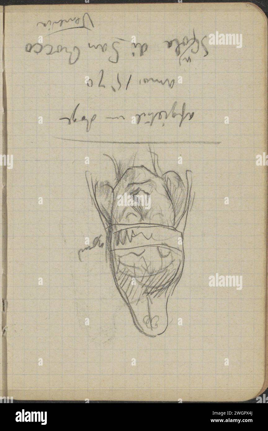 Vue de face du masque mortuaire du doge Alvise Giovanni Mocenigo, 1895 page 51 tiré d'un carnet de croquis avec 28 magazines. Masque mortuaire à la craie de Venise. autre souverain : doge Banque D'Images