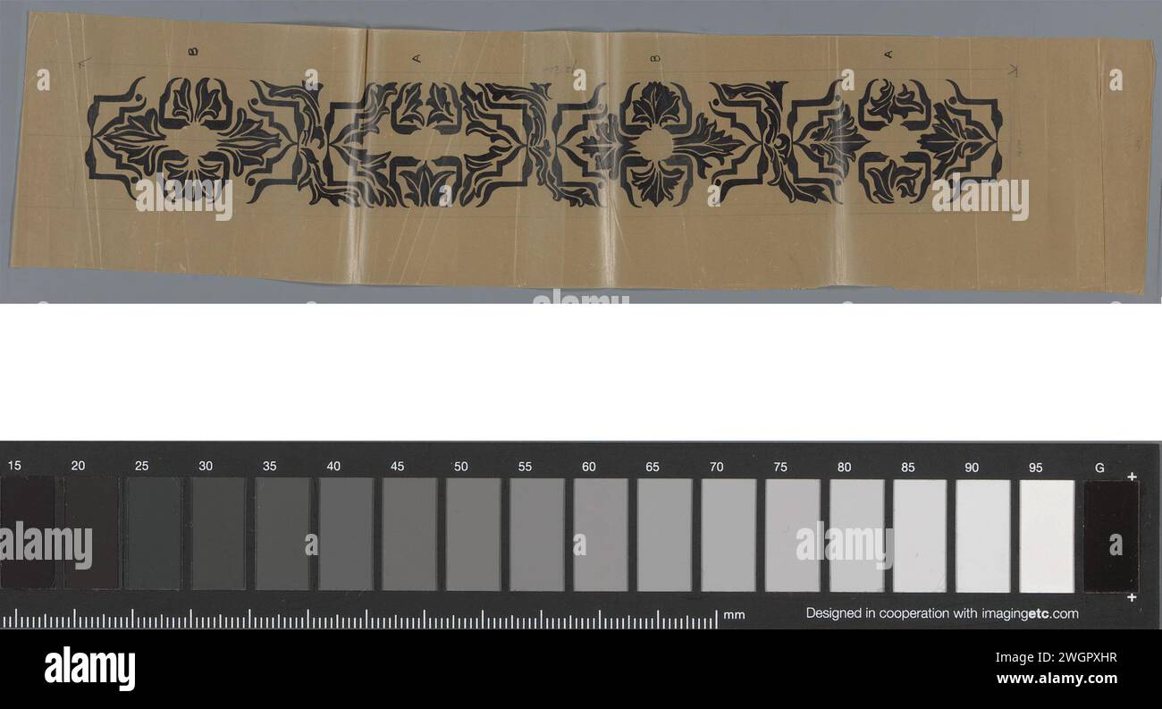 Design pour un panneau décoratif, avec des fleurs stylisées, Carel Adolph Lion cachet, 1874 - 1945 dessin Design pour une décoration murale. papier calque. Fleurs de pinceau à crayon  ornement - AA - stylisé Banque D'Images