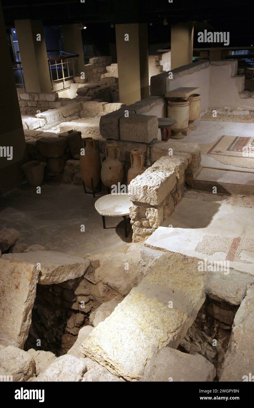 Musée Archéologique Wohl, excavations, 1er siècle, Juif centre historique, Place Hurva, Jérusalem, Israël Banque D'Images