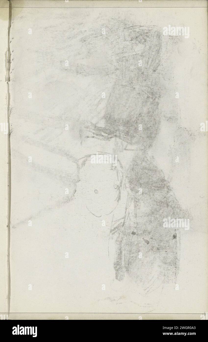 Abklatsch d'un dessin à la craie, 1875 - 1934 le dessin original d'un cheval et d'une voiture n'est plus présent dans le carnet de croquis. Page 16 recto du carnet de croquis XXXVI avec 26 feuilles. Londres (peut-être) papier Banque D'Images