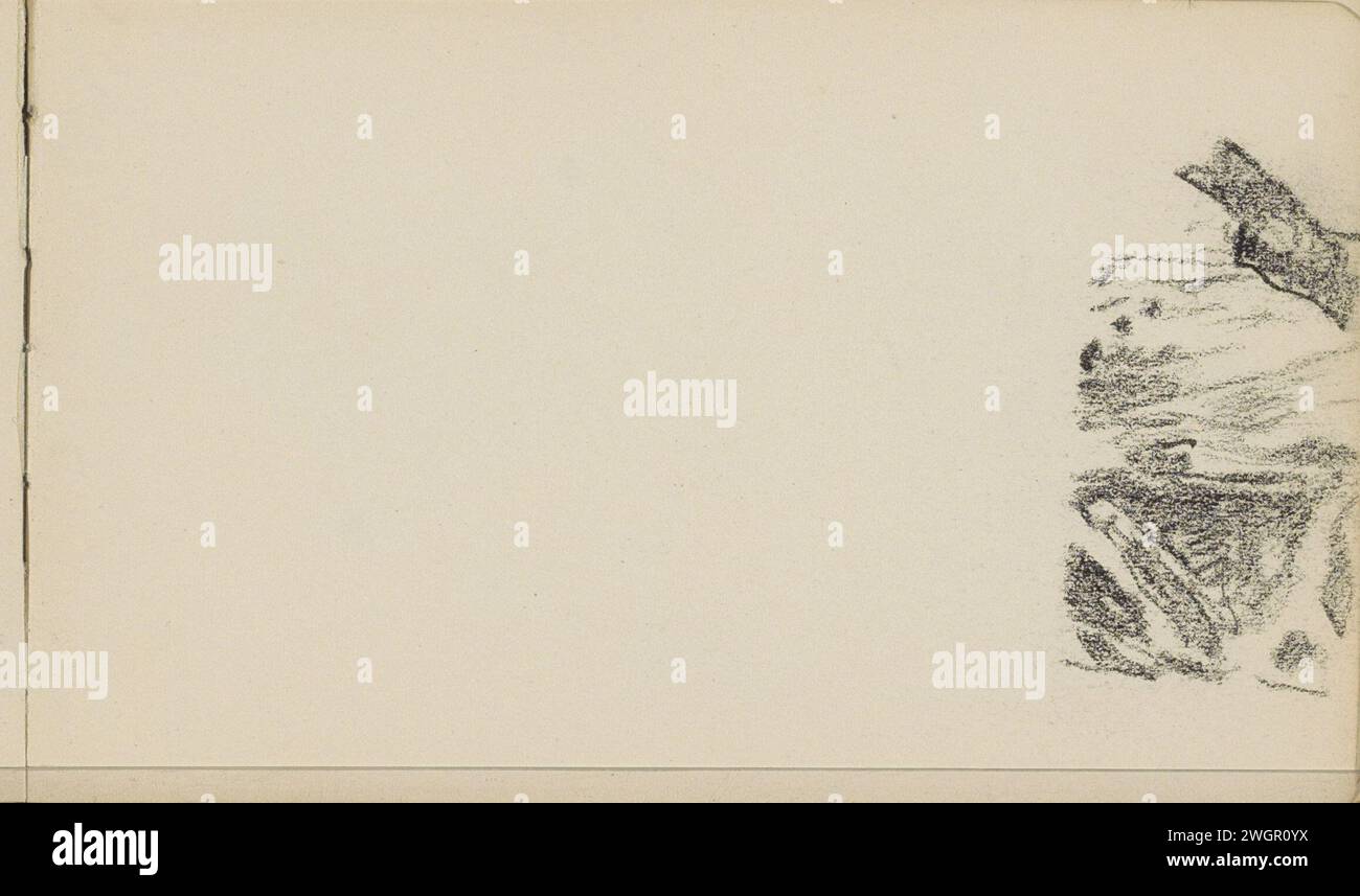 Paysage, Johan Antonie de Jonge, 1881 - 1927 paysage. Page 9 recto d'un carnet de croquis avec 34 feuilles. Hollande du Sud (possible) papier. paysages de craie Banque D'Images