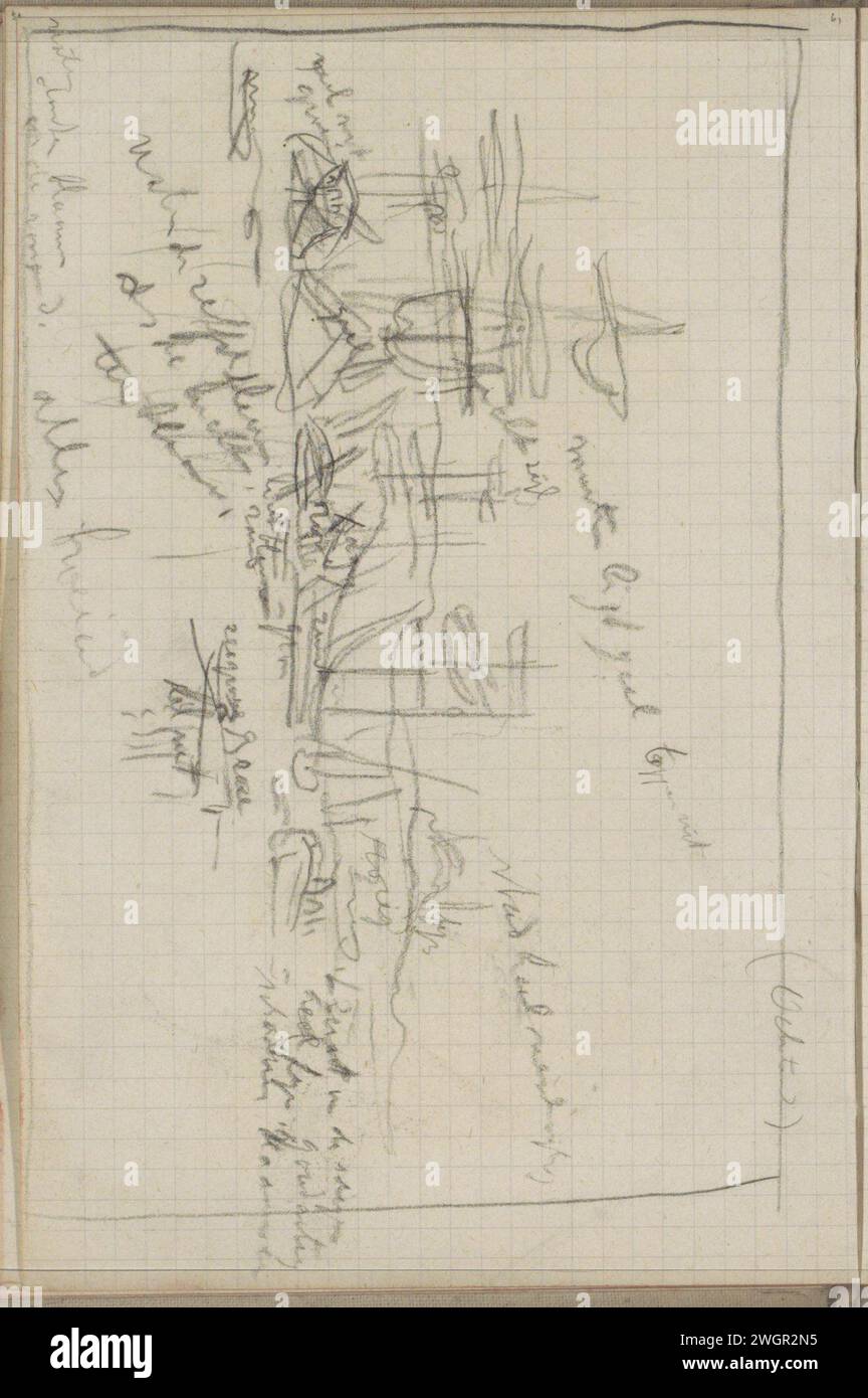 Bateaux, 1892 probablement dans le port de Constantinople. Page 61 d'un carnet de croquis avec 51 feuilles. Le journal d'Istanbul. port de craie. navires (en général) Banque D'Images