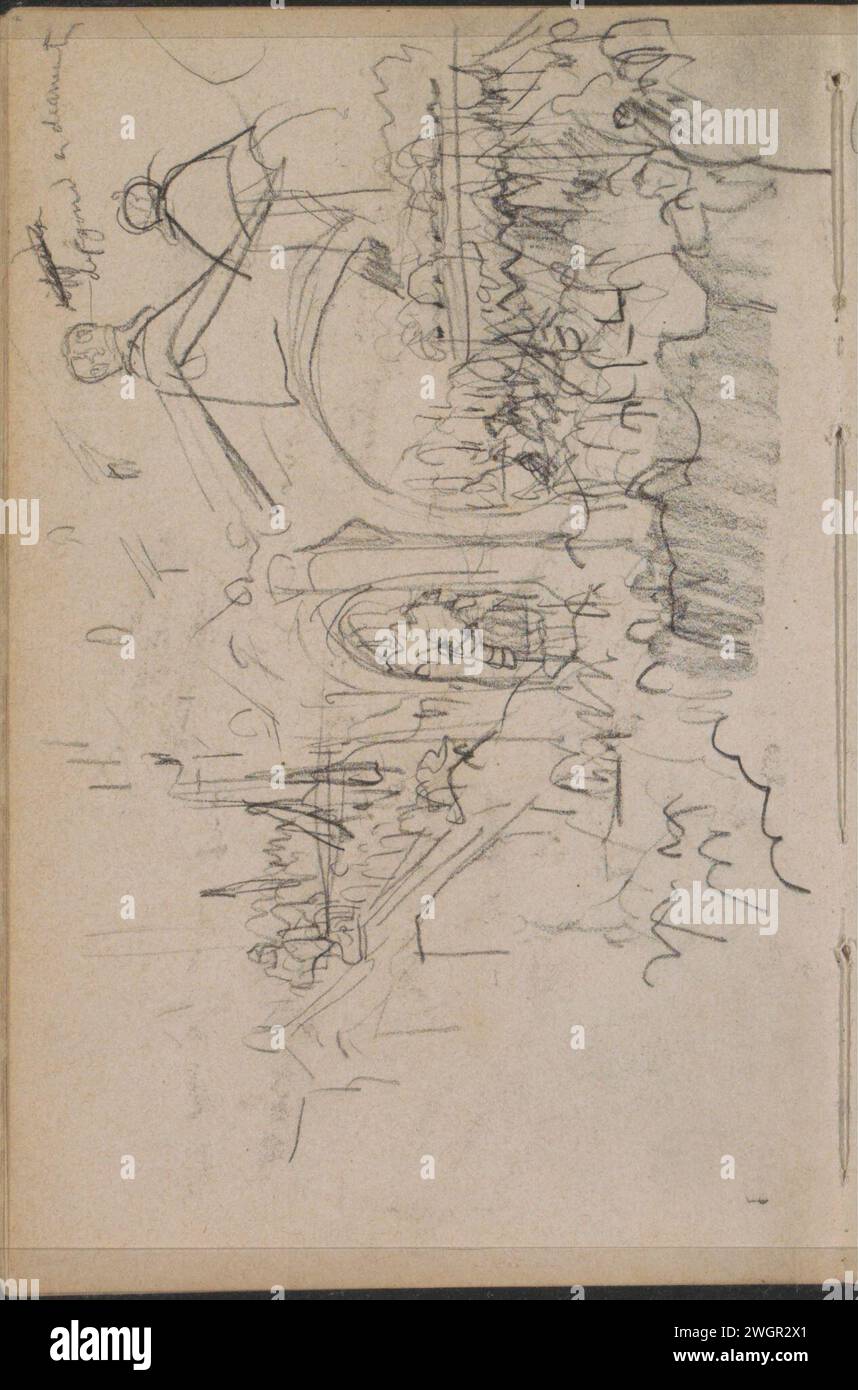 Procession du tsar Nicolaas II sur les escaliers et la véranda rouge de la Granovitaya Palata à Moscou, 1896 au premier plan également les figures qui portent la canopée ou le ciel du trône. Page 12 d'un carnet de croquis avec 54 feuilles. Journal de Moscou. vol de craie des marches. architecture. cortège du couronnement Banque D'Images