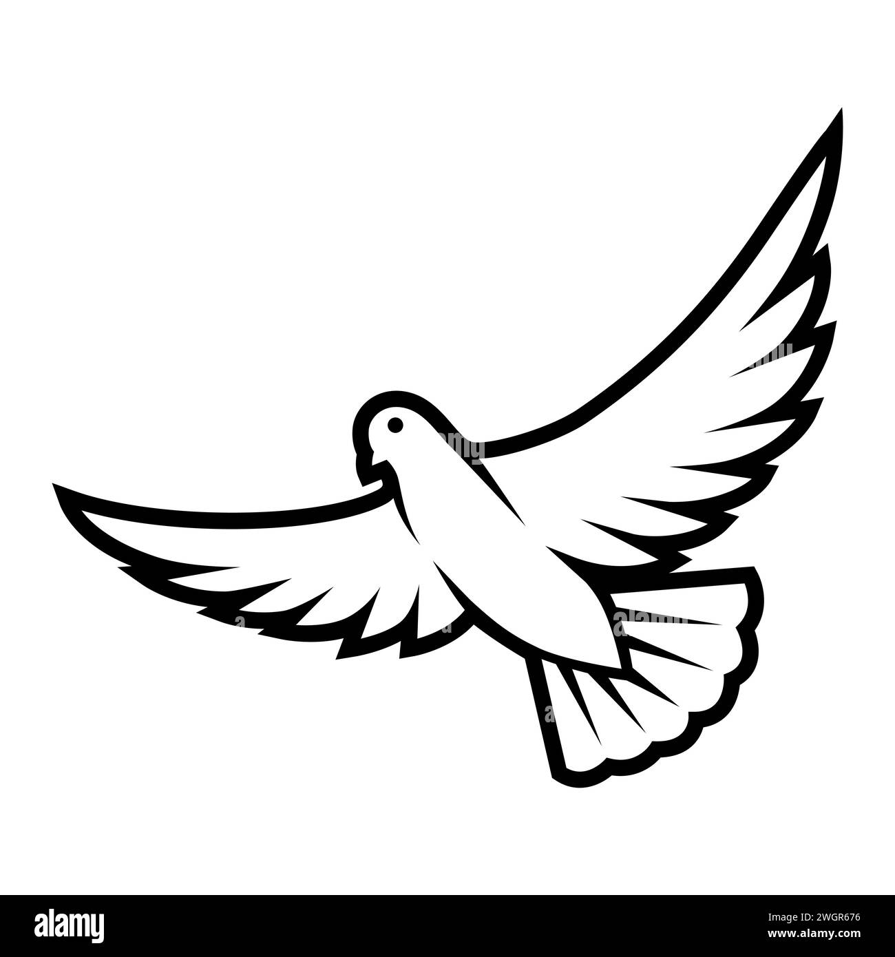 Illustration de colombe stylisée. Image d'oiseau sauvage dans un style simple. Symbole religieux. Illustration de Vecteur