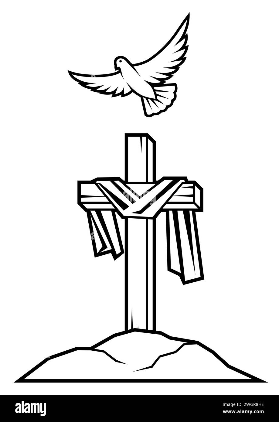 Joyeuses cartes de vœux de Pâques. Fond avec symbole religieux. Illustration de Vecteur